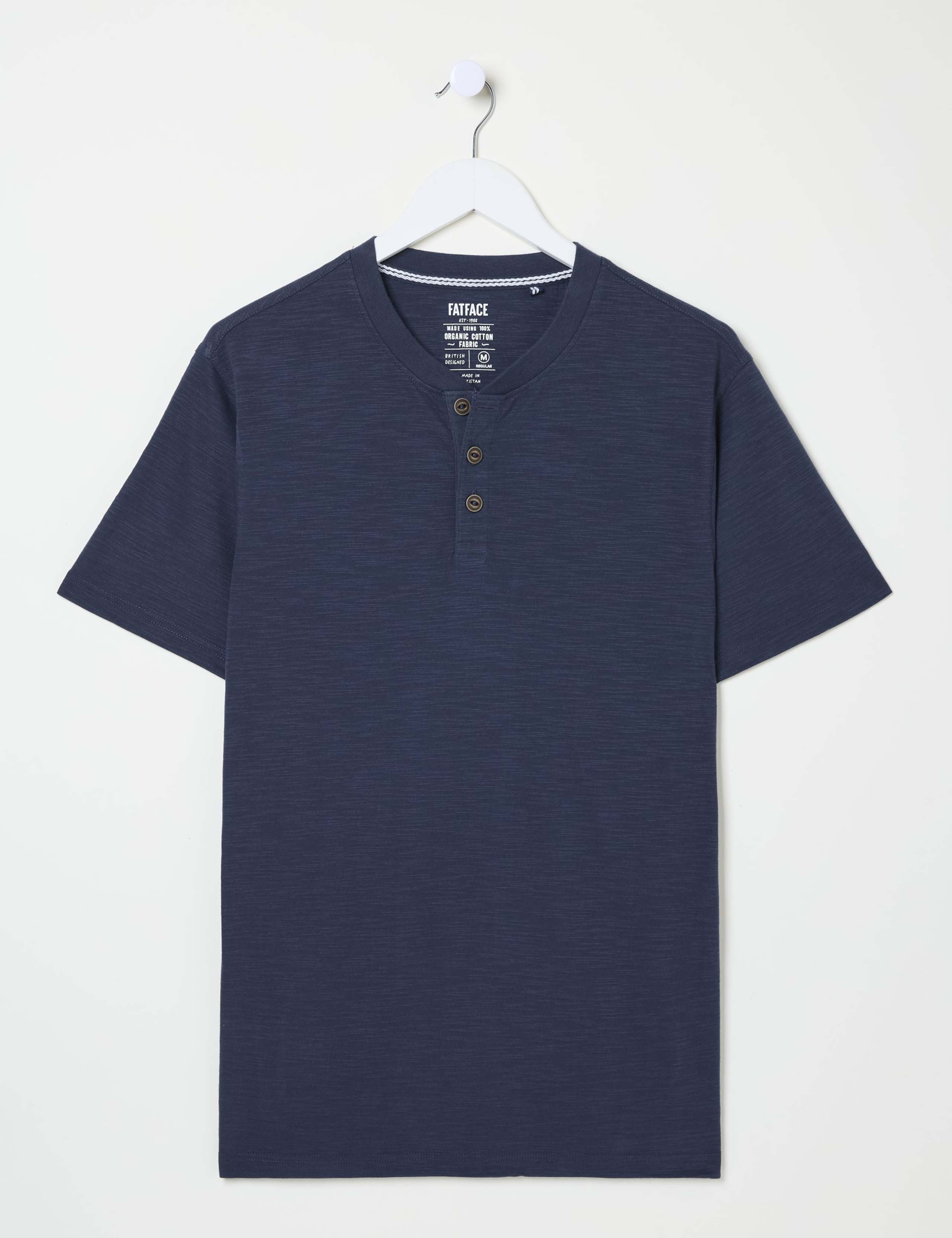 Pure Cotton Crew Neck Henley T-Shirt 2 of 5