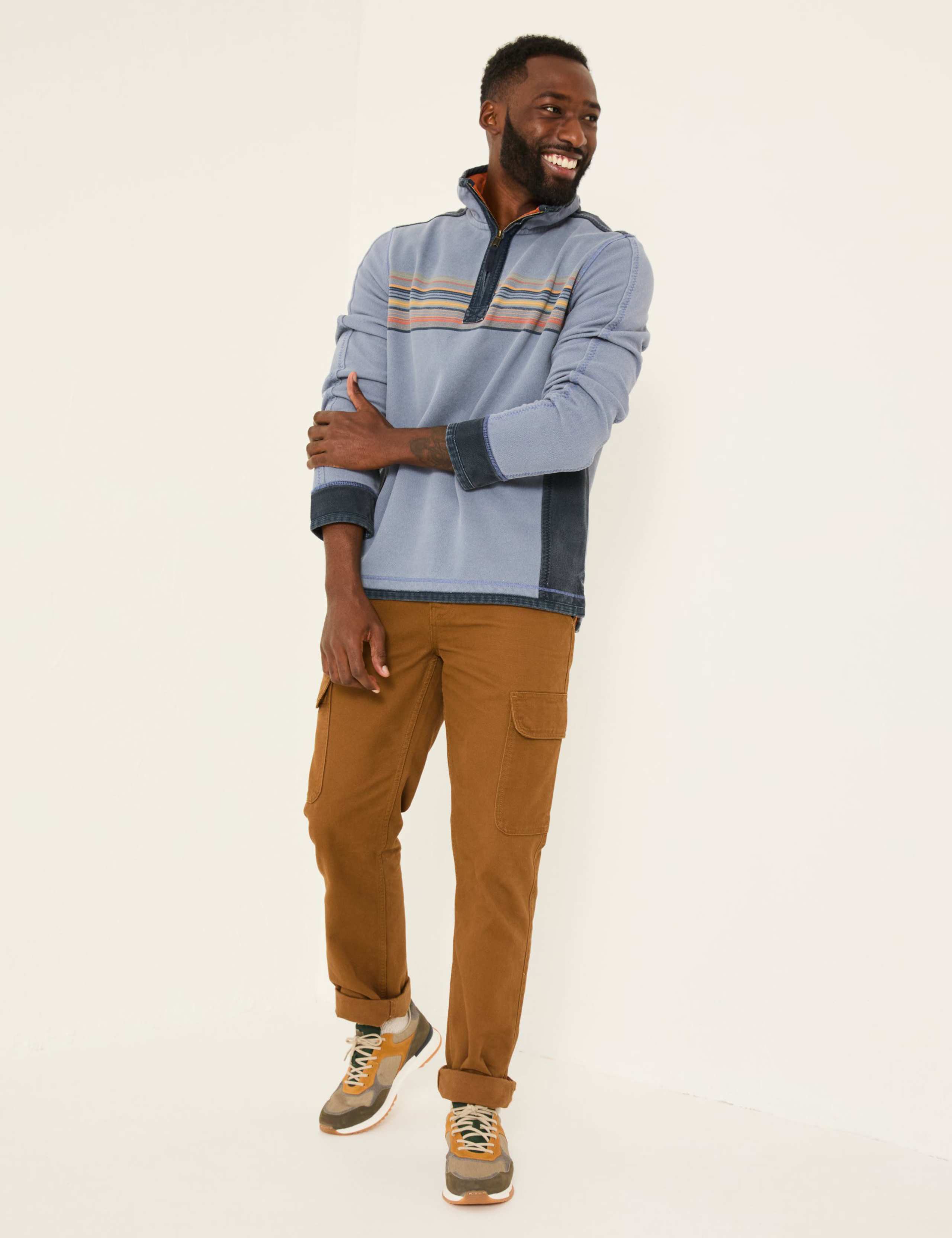 Pure Cotton Striped Half-Zip Sweatshirt 3 of 5