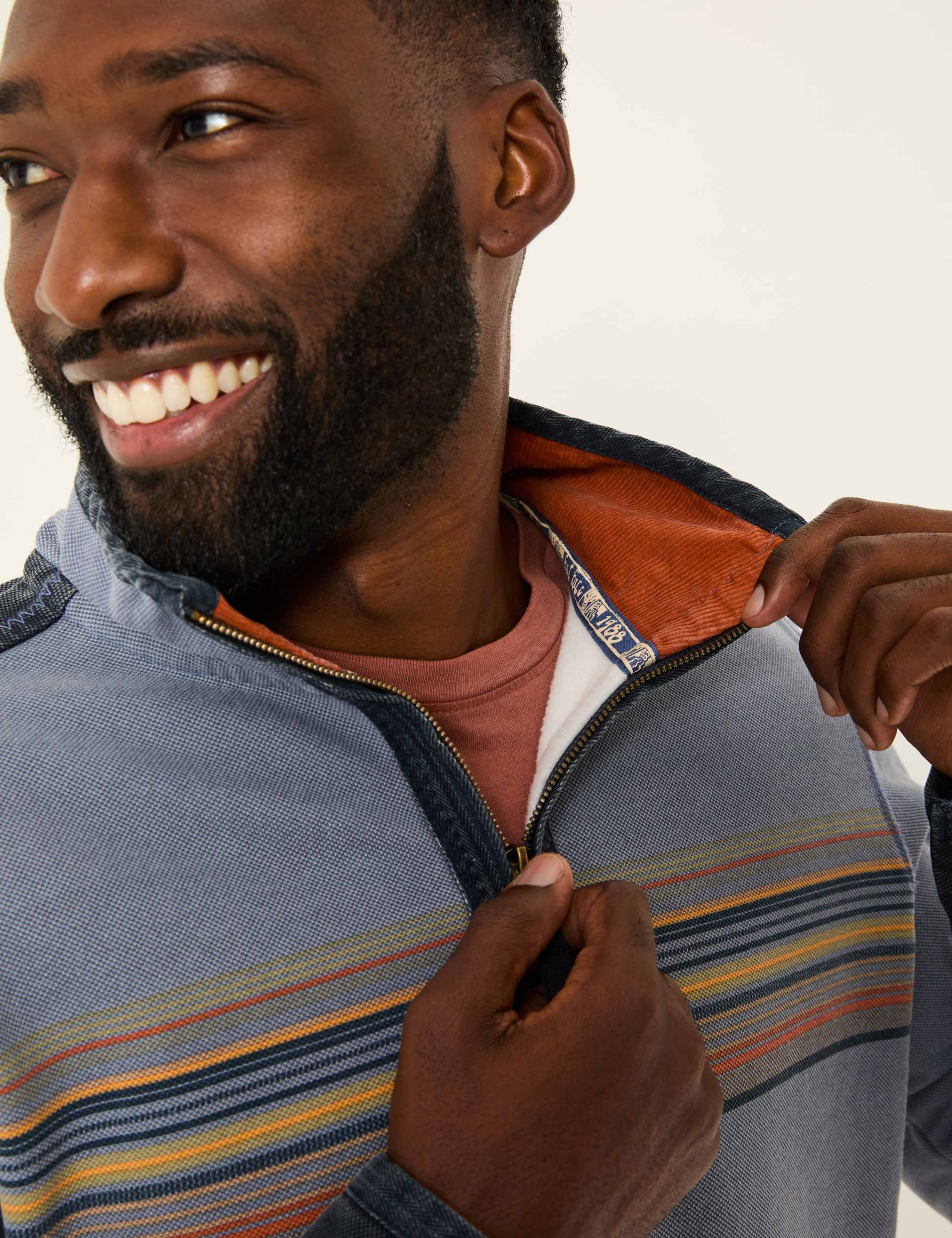 Pure Cotton Striped Half-Zip Sweatshirt 5 of 5