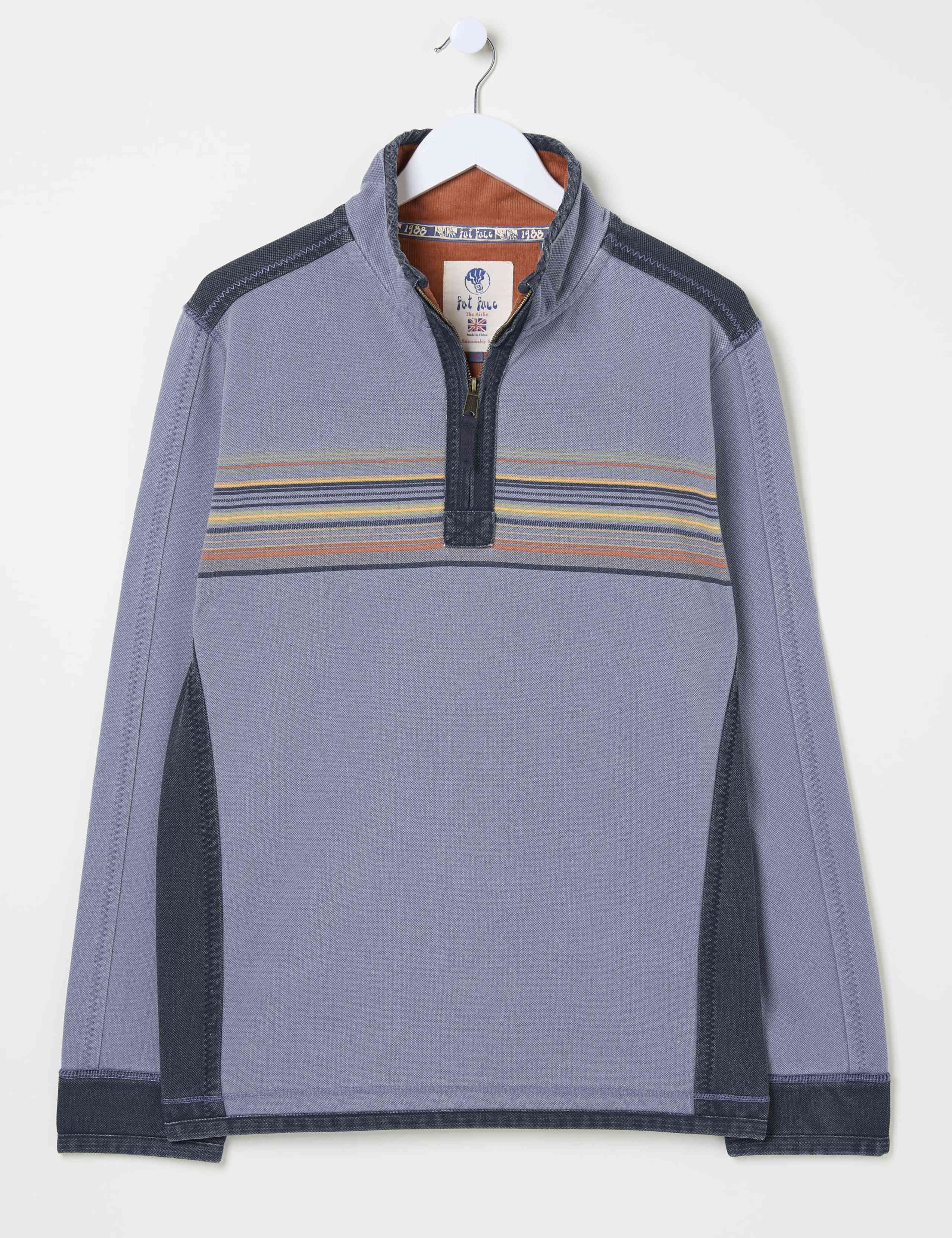 Pure Cotton Striped Half-Zip Sweatshirt 2 of 5