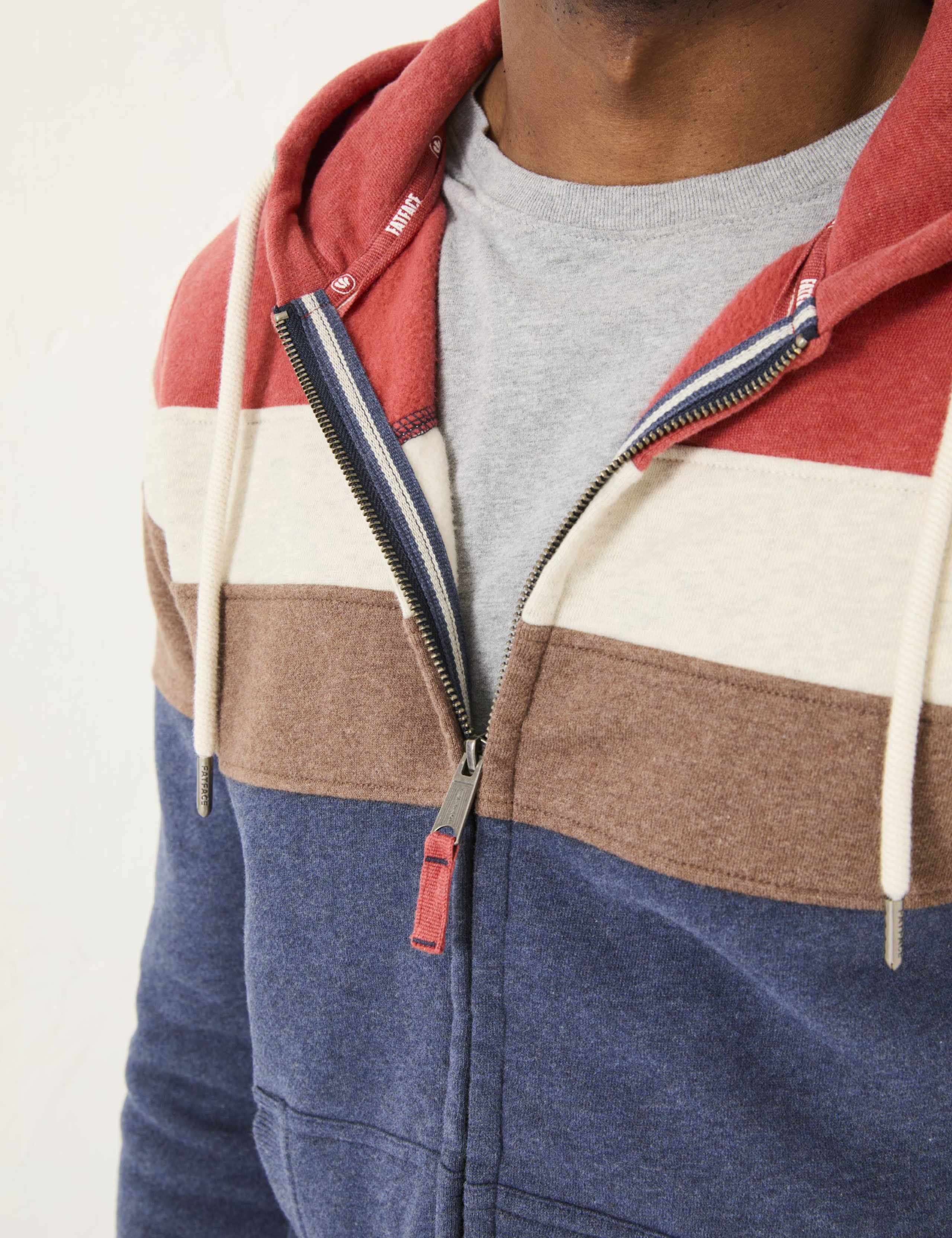 Pure Cotton Colour Block Zip Up Hoodie 4 of 5