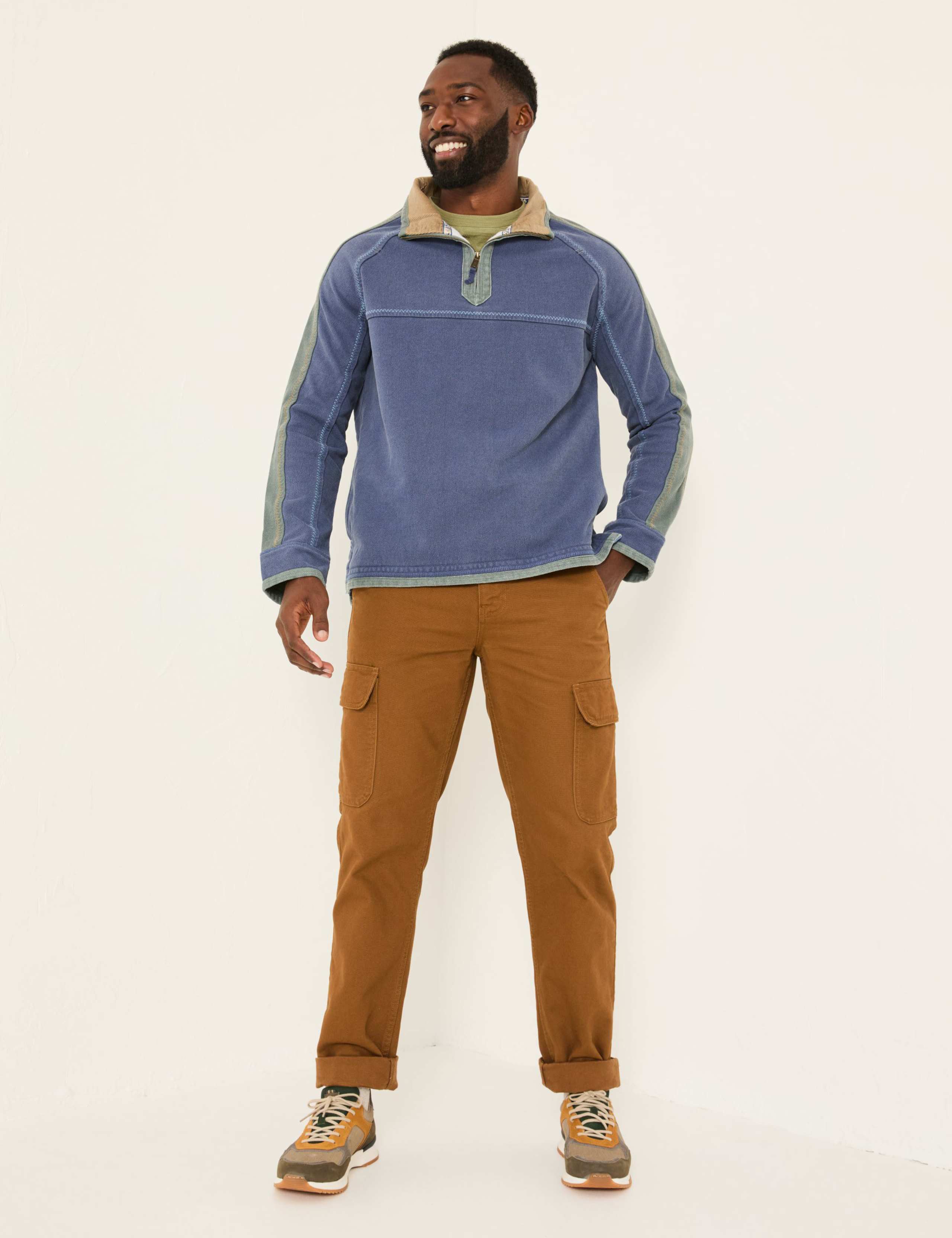Pure Cotton Colour Block Half Zip Sweatshirt 3 of 7
