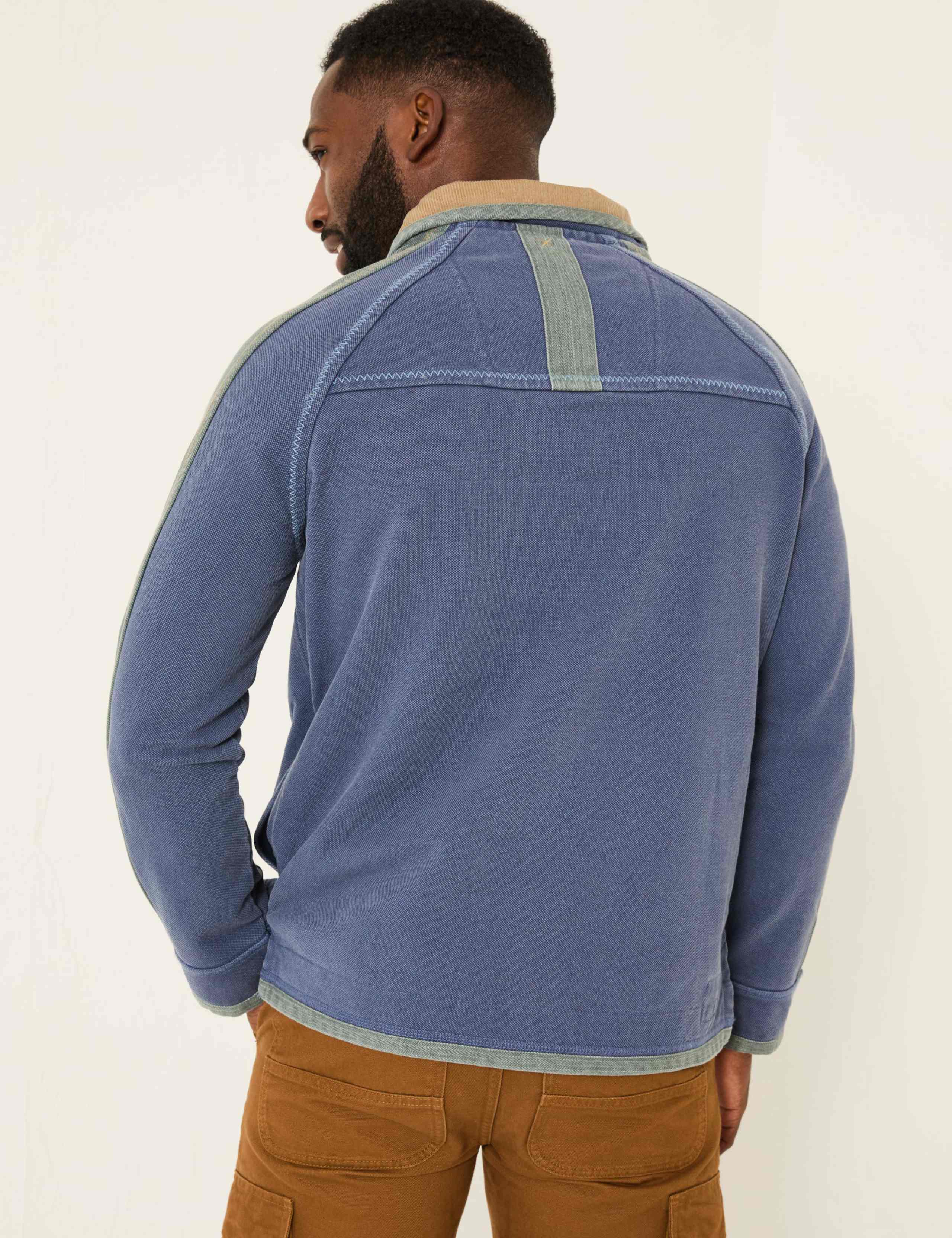 Pure Cotton Colour Block Half Zip Sweatshirt 4 of 7