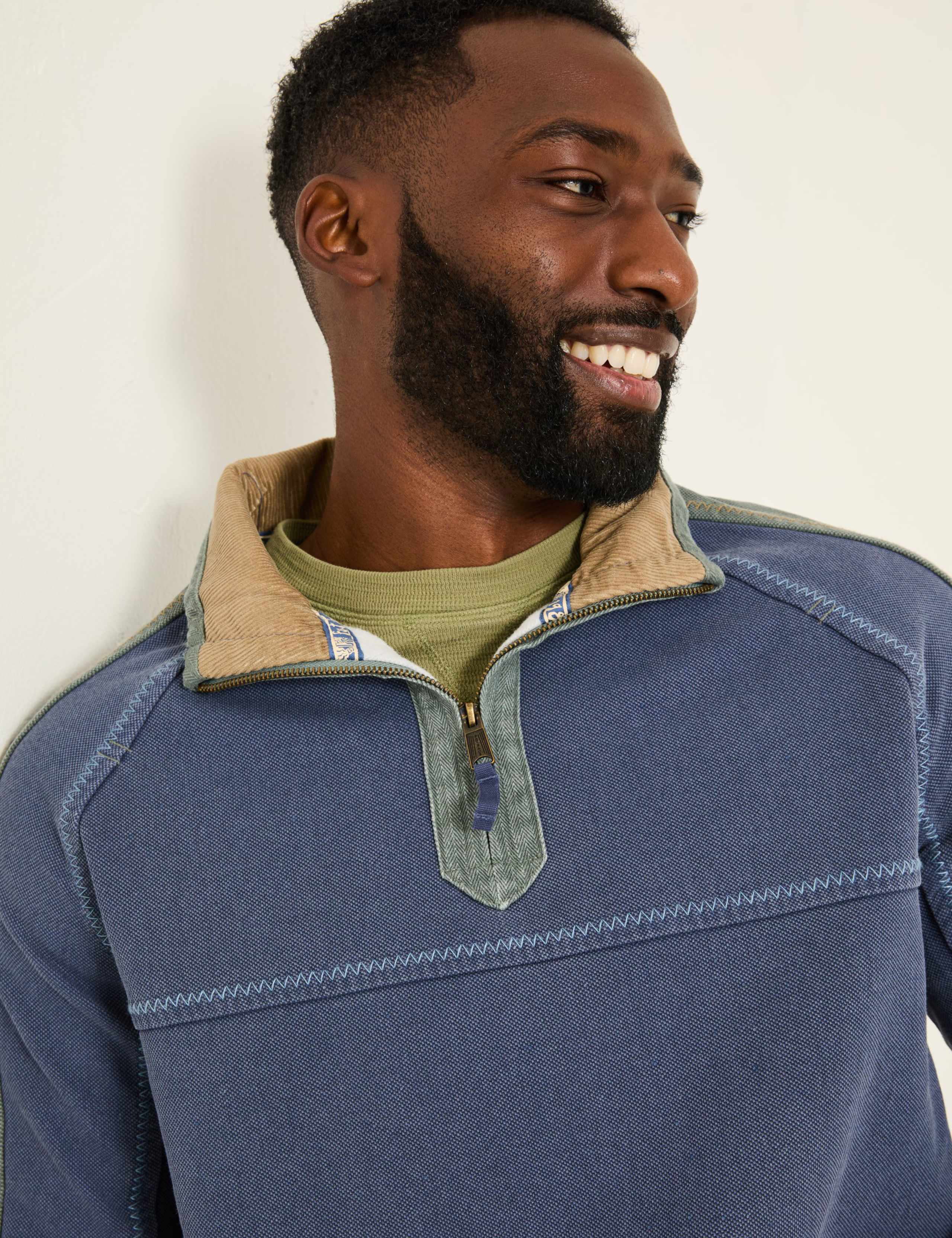 Pure Cotton Colour Block Half Zip Sweatshirt 5 of 7