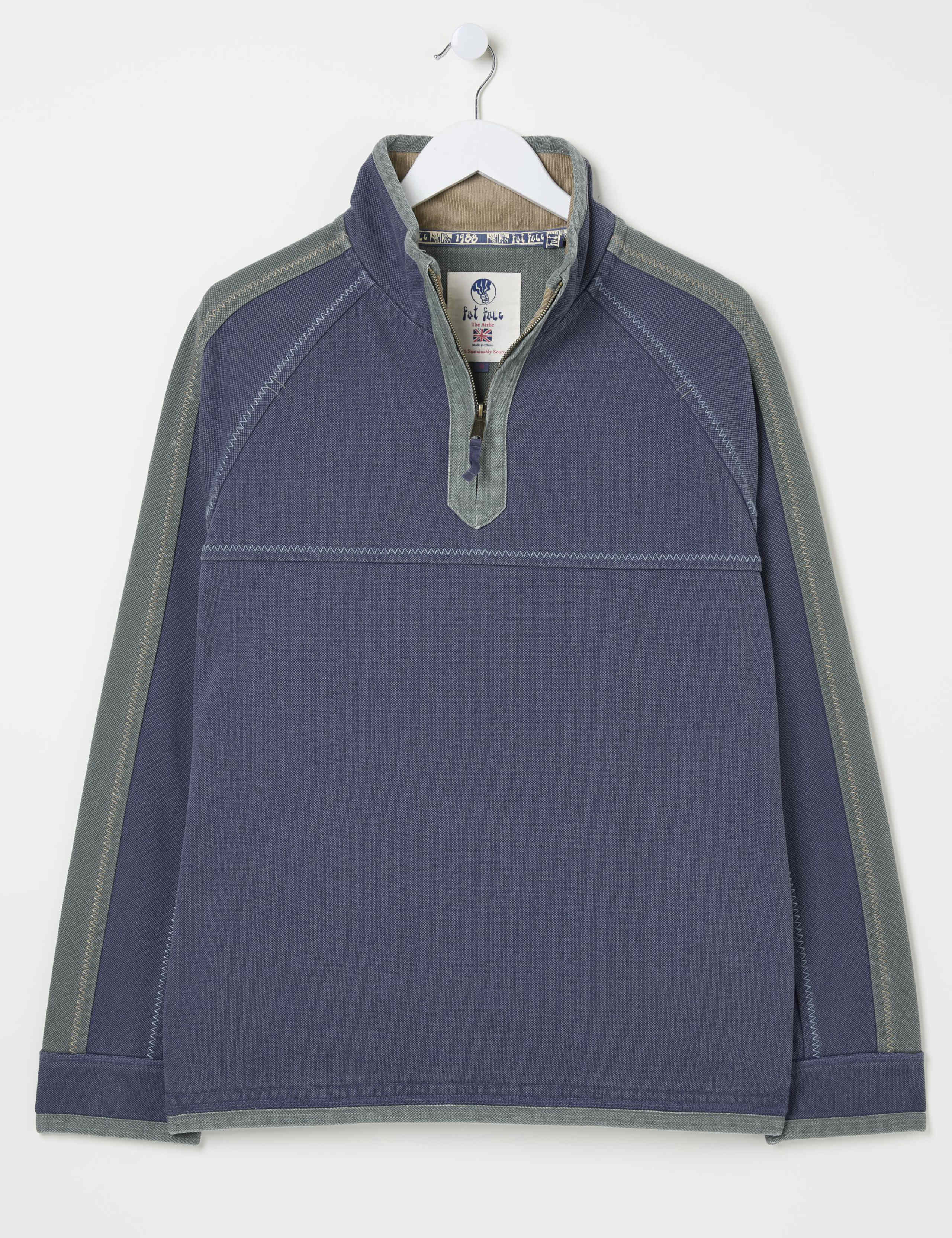 Pure Cotton Colour Block Half Zip Sweatshirt 2 of 7