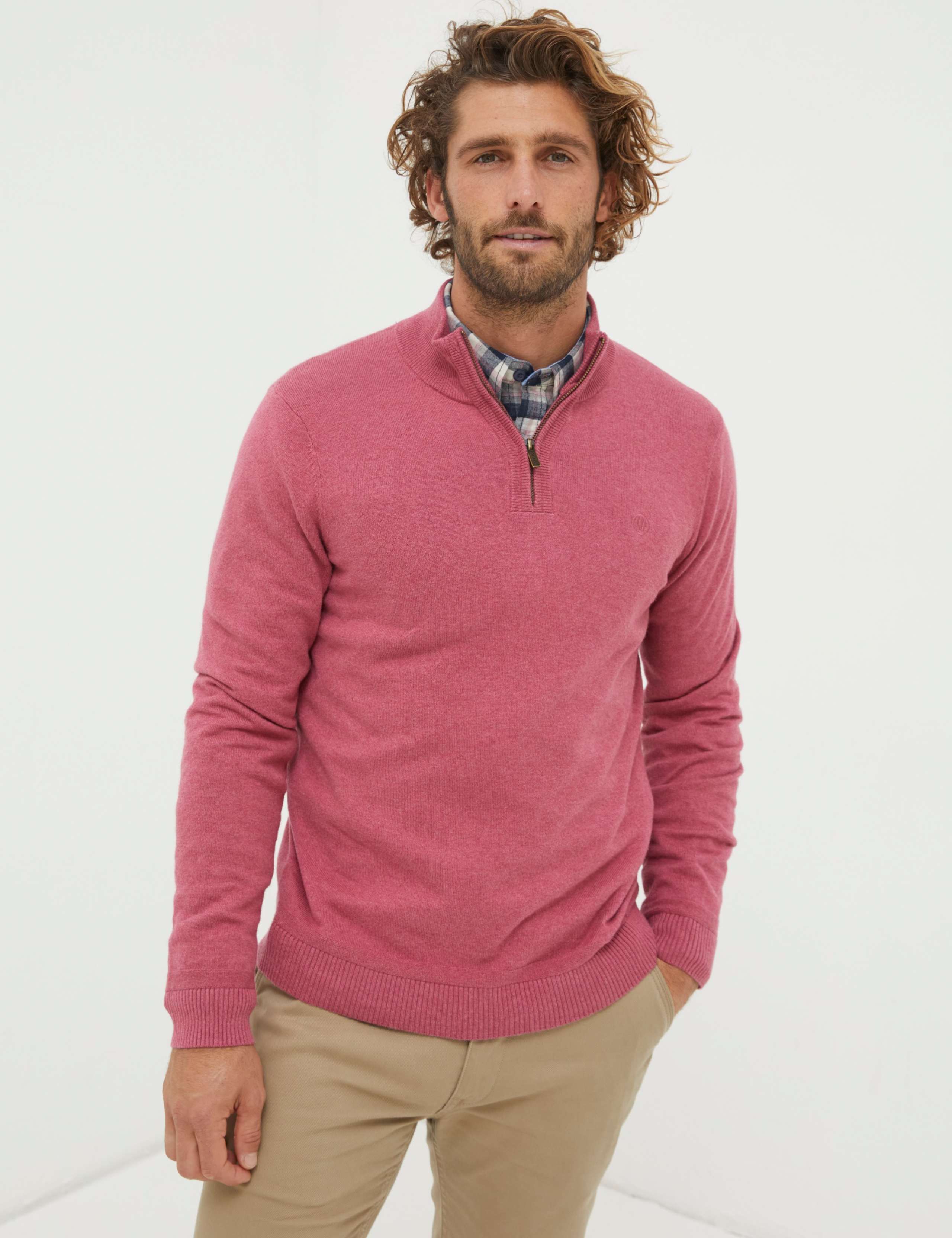 Cotton Rich Half Zip Jumper 1 of 4