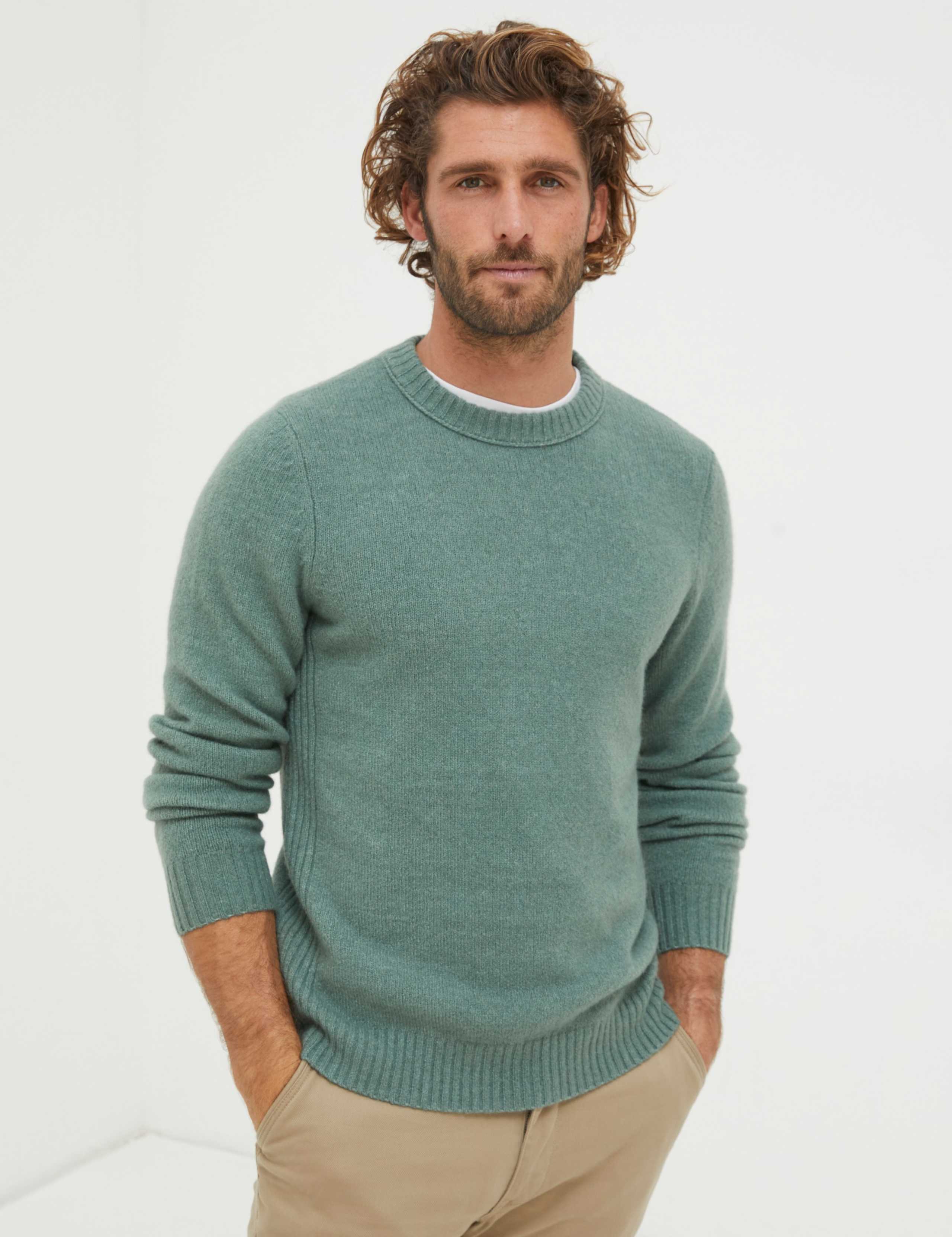 Wool Blend Ribbed Crew Neck Jumper 1 of 5