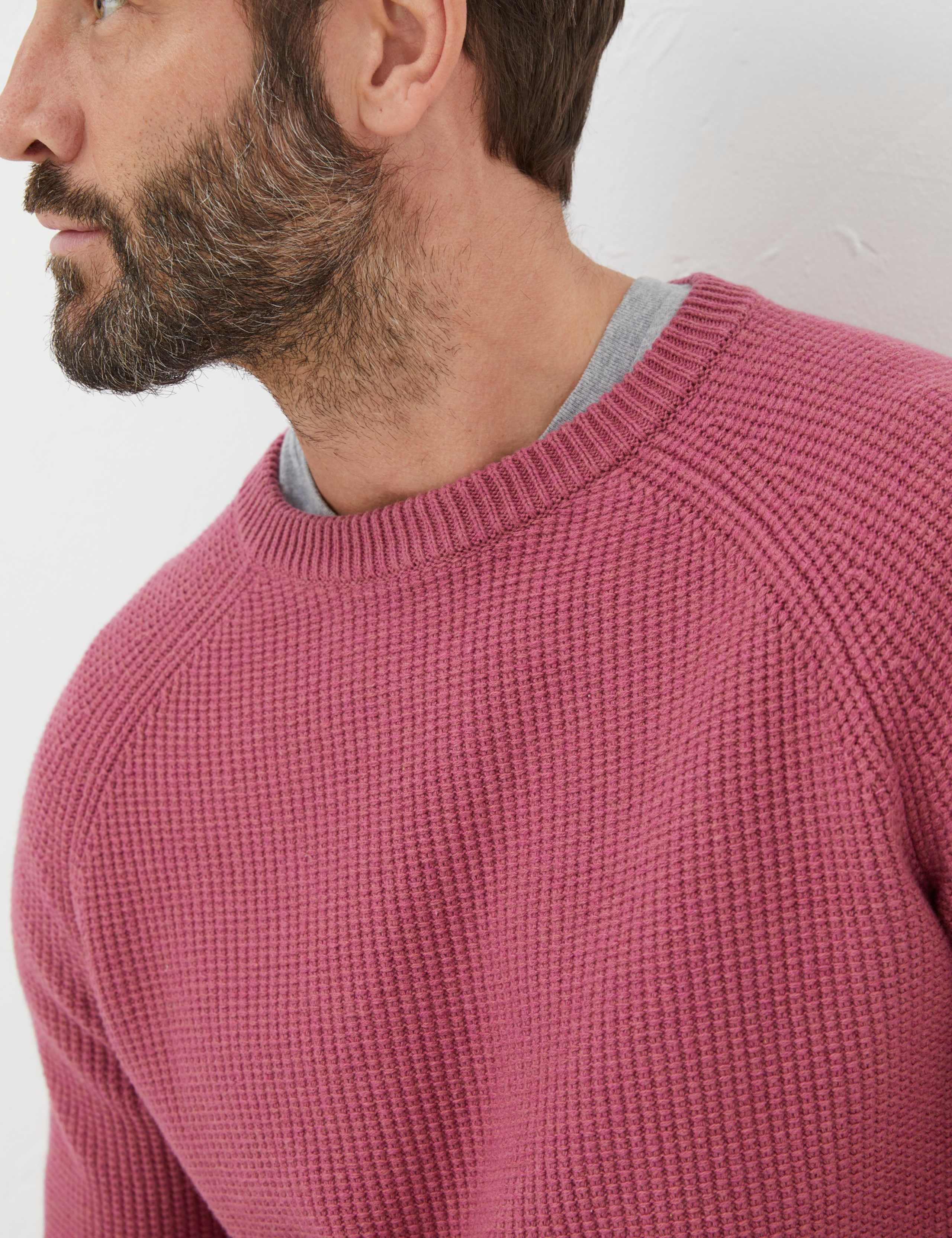 Pure Cotton Textured Crew Neck Jumper 3 of 3