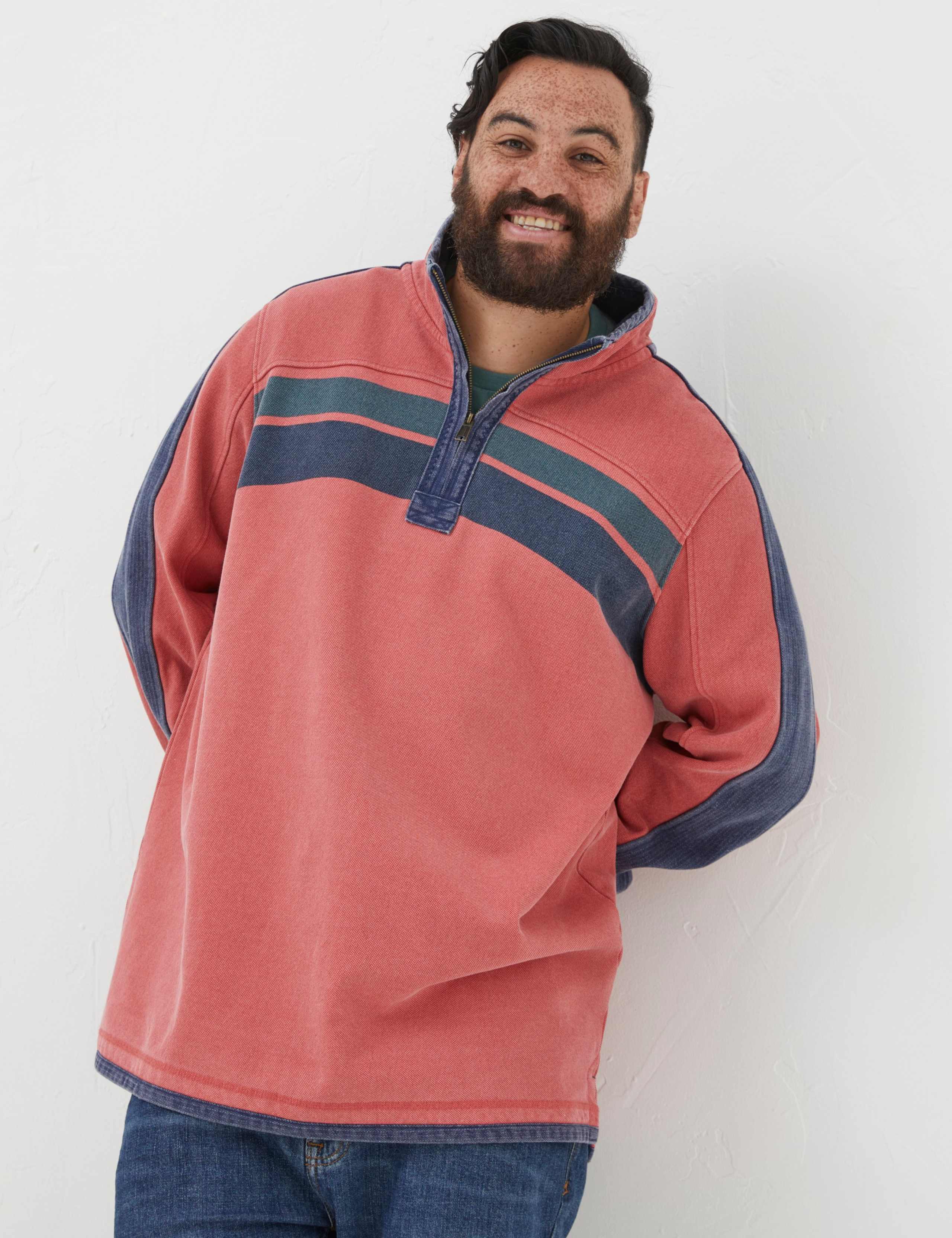 Pure Cotton Striped Half Zip Sweatshirt 6 of 6