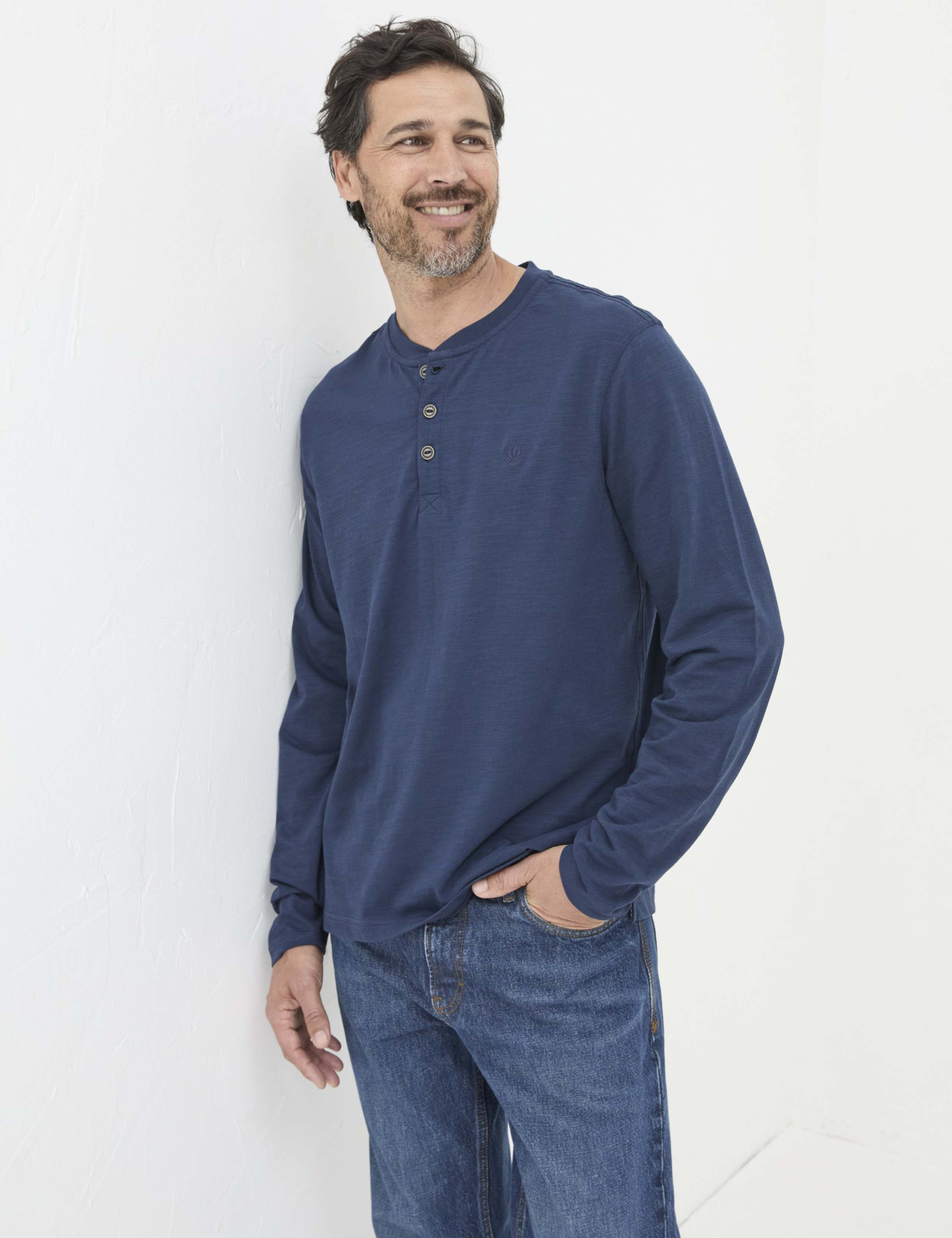Pure Cotton Henley Long Sleeve Top 1 of 4