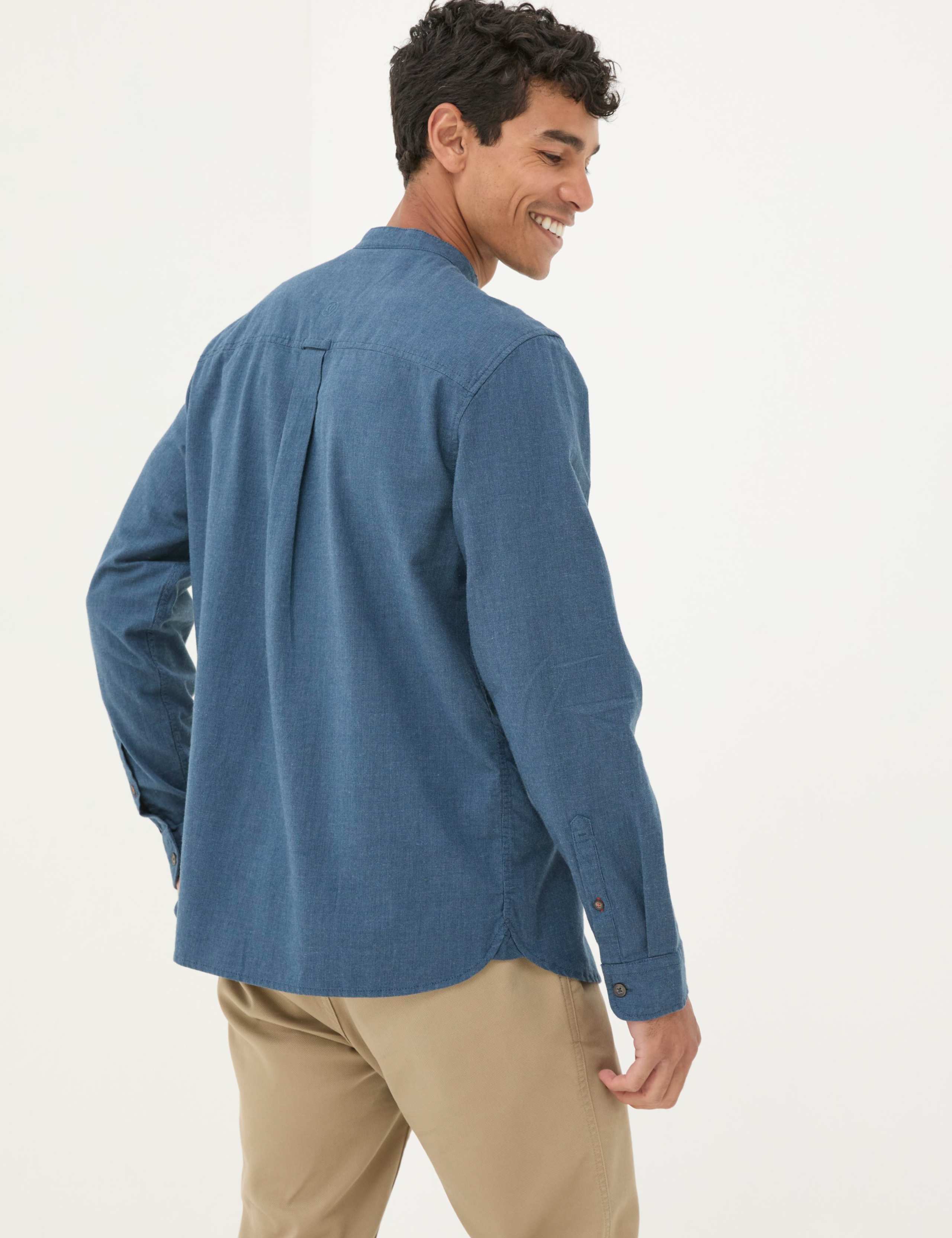 Pure Cotton Grandad Collar Oxford Shirt 3 of 5