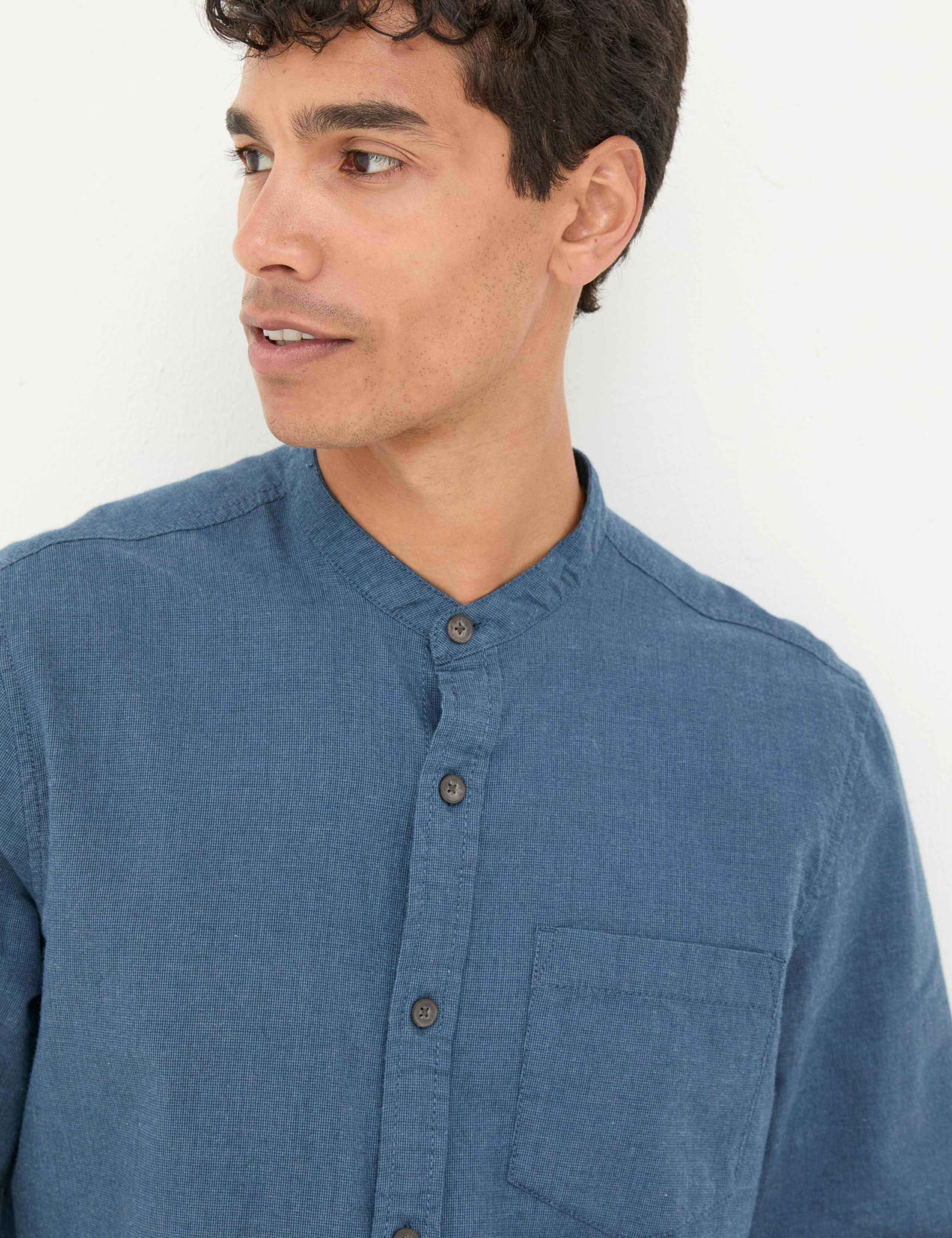 Pure Cotton Grandad Collar Oxford Shirt 4 of 5