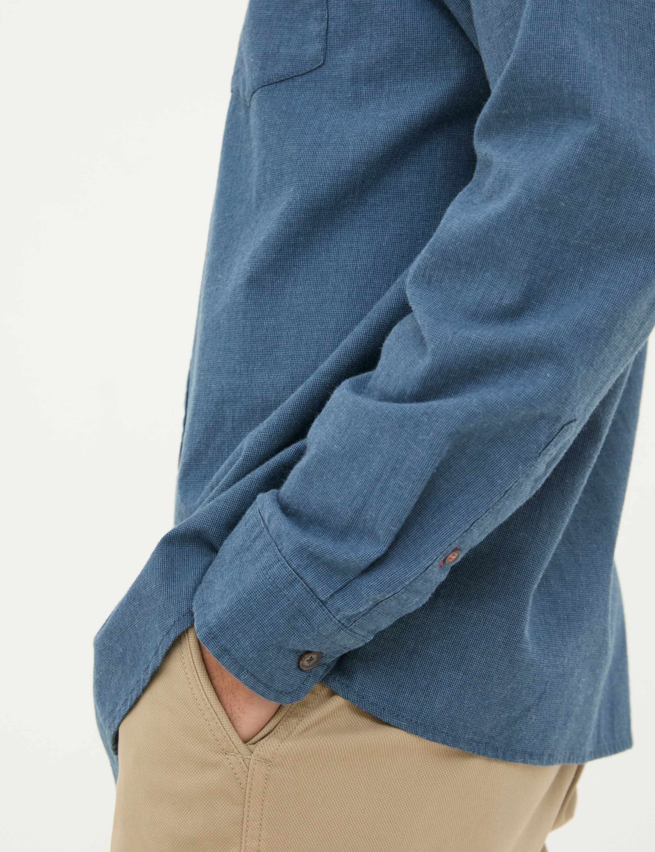 Pure Cotton Grandad Collar Oxford Shirt 5 of 5