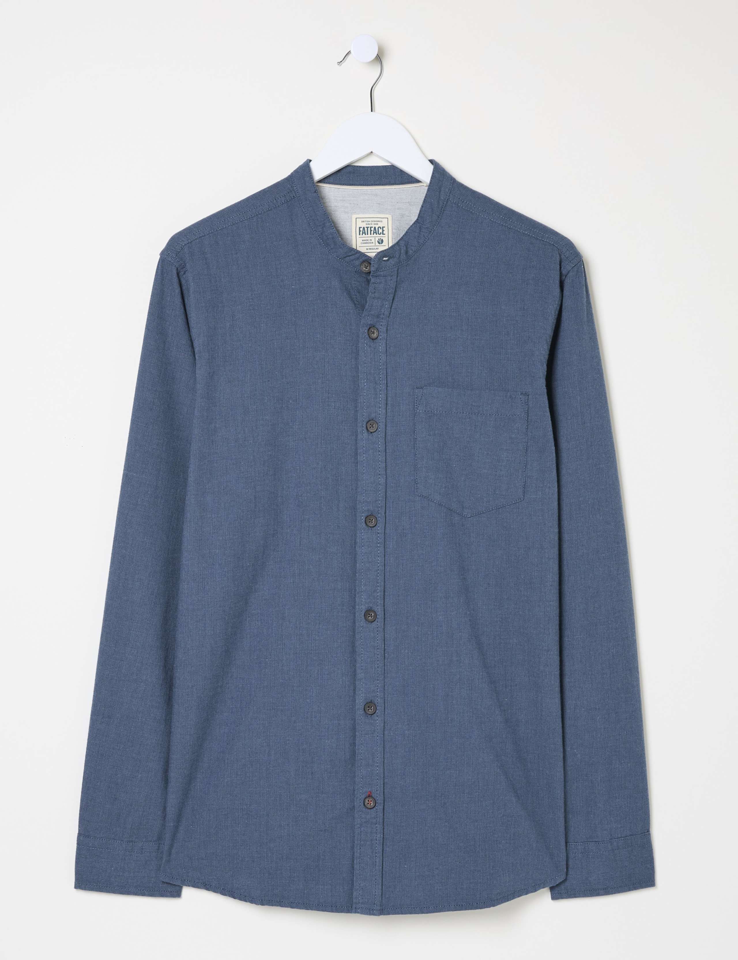 Pure Cotton Grandad Collar Oxford Shirt 2 of 5