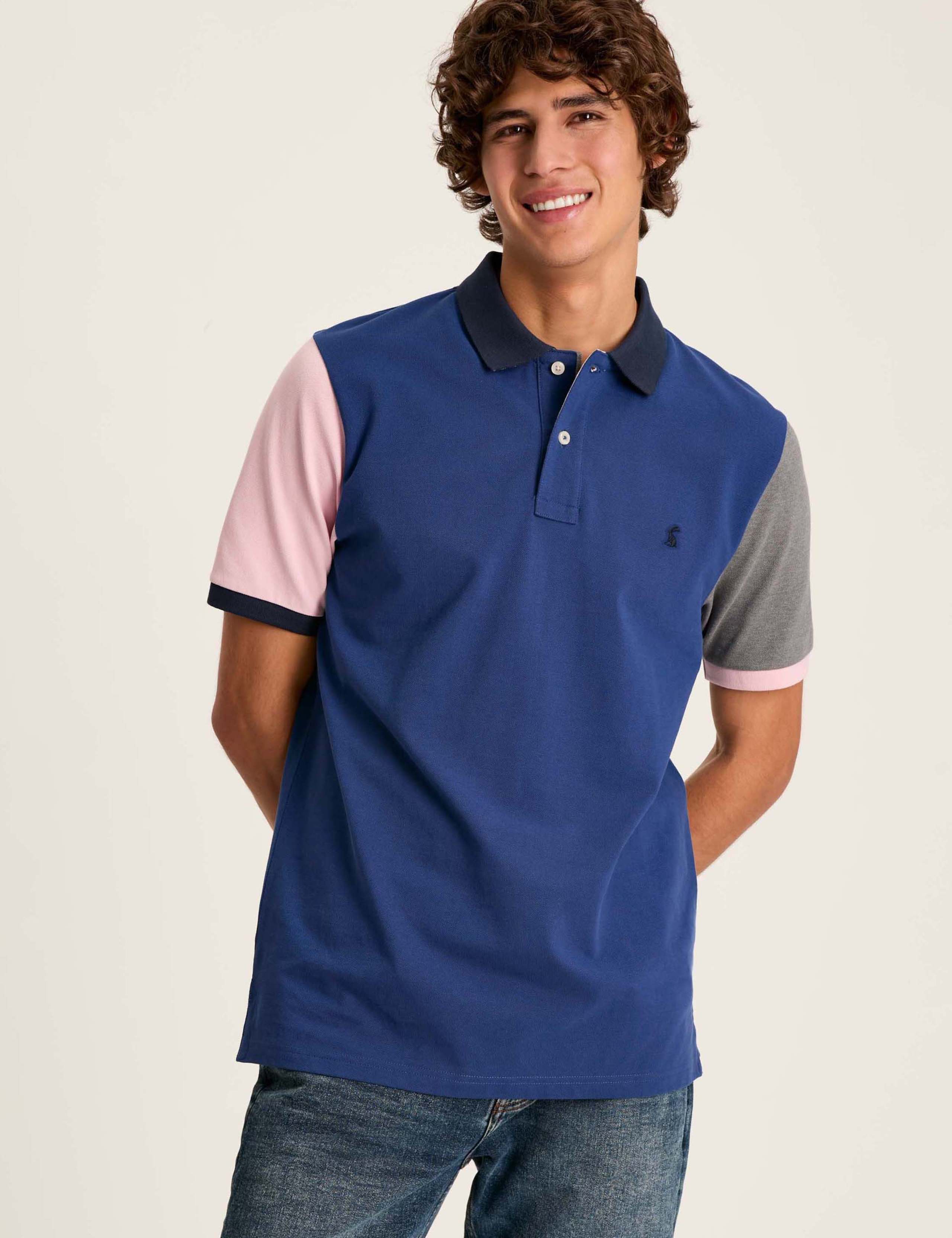Pure Cotton Colour Block Polo Shirt 1 of 6