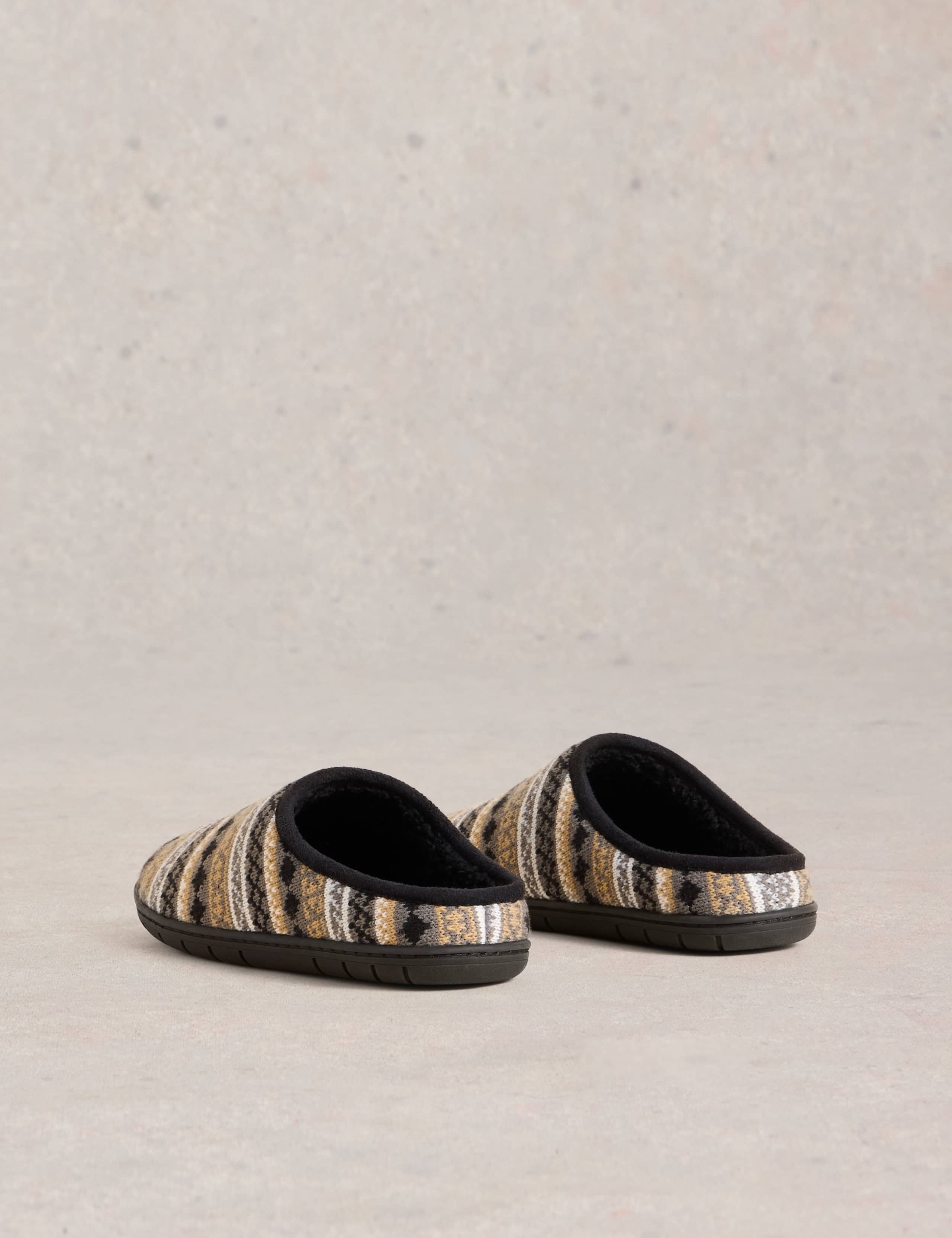 Fair Isle Faux Fur Lined Mule Slippers 3 of 4