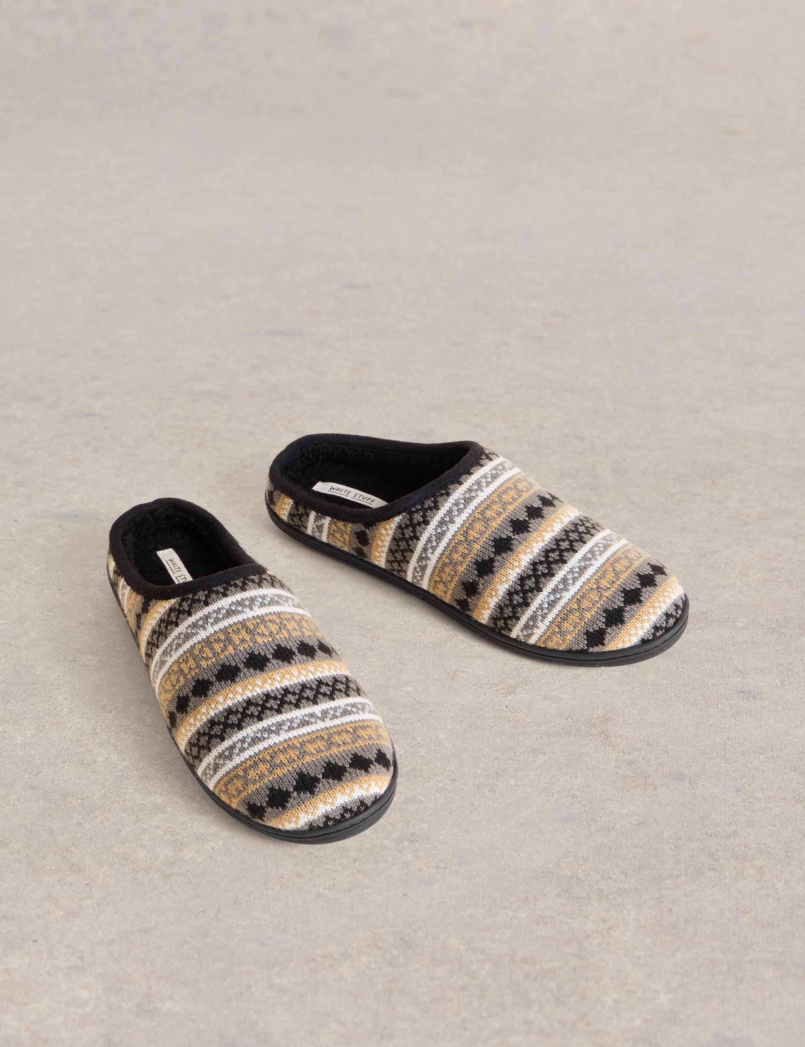 Fair Isle Faux Fur Lined Mule Slippers 2 of 4