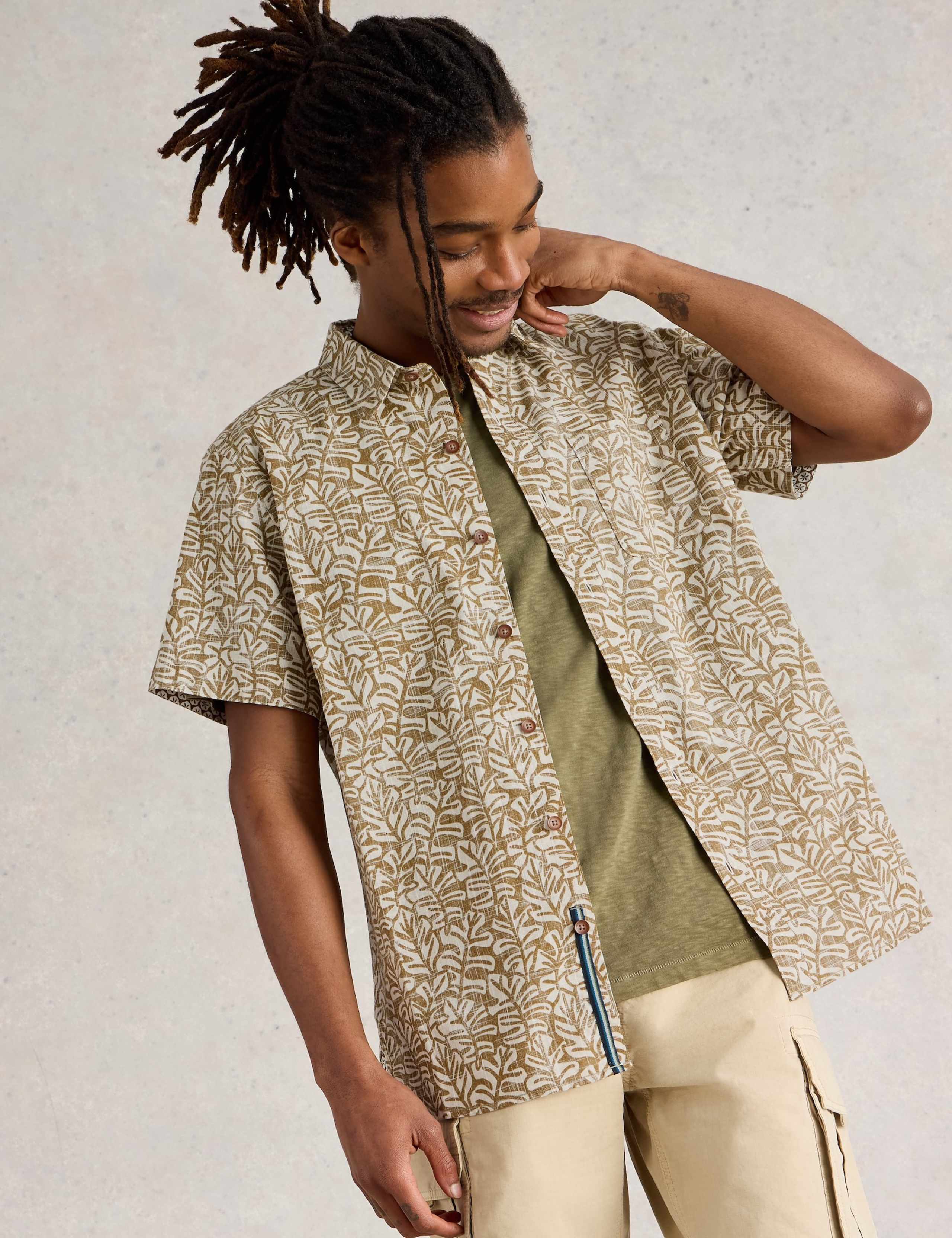 Regular Fit Pure Cotton Leaf Print Shirt 1 of 6