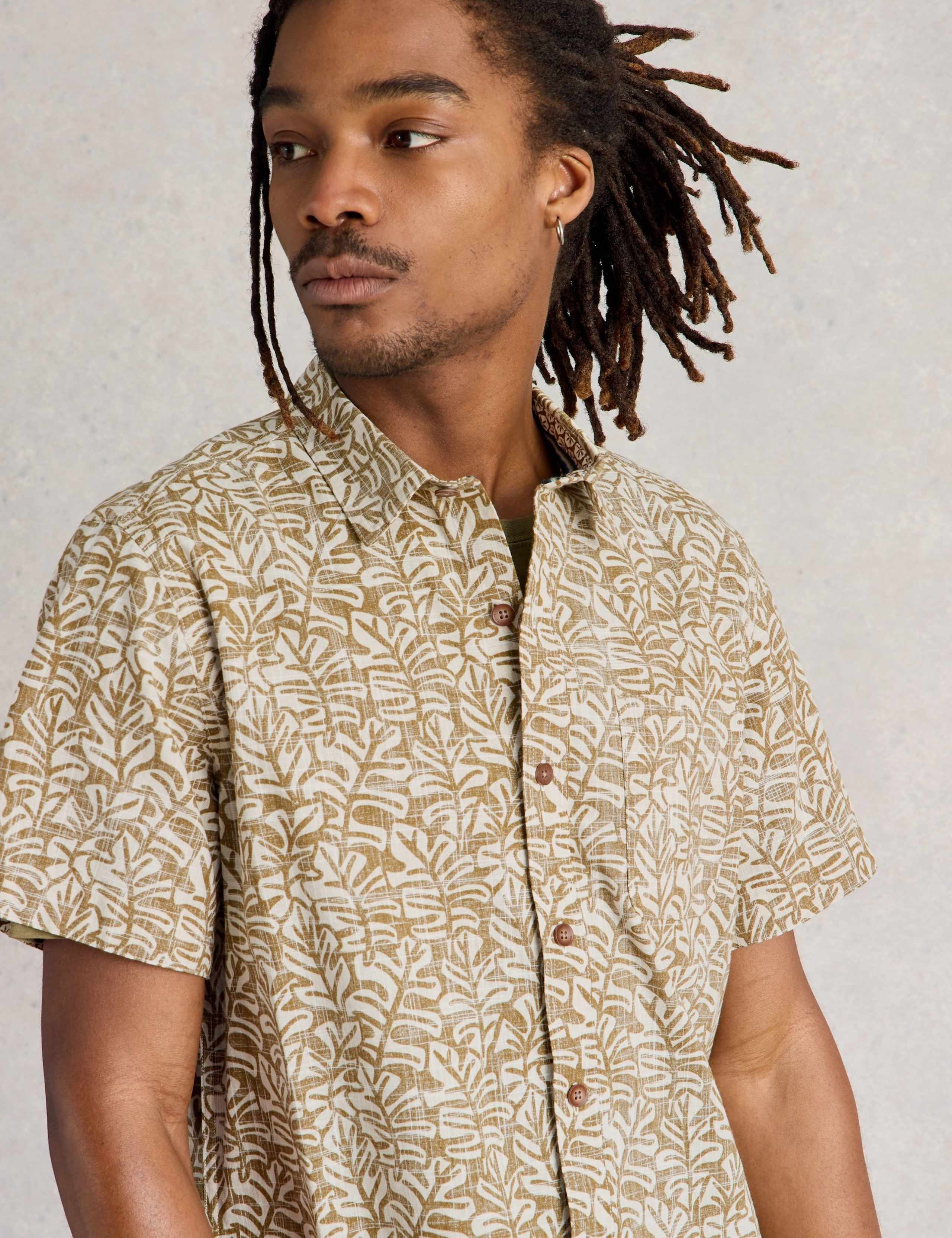 Regular Fit Pure Cotton Leaf Print Shirt 5 of 6