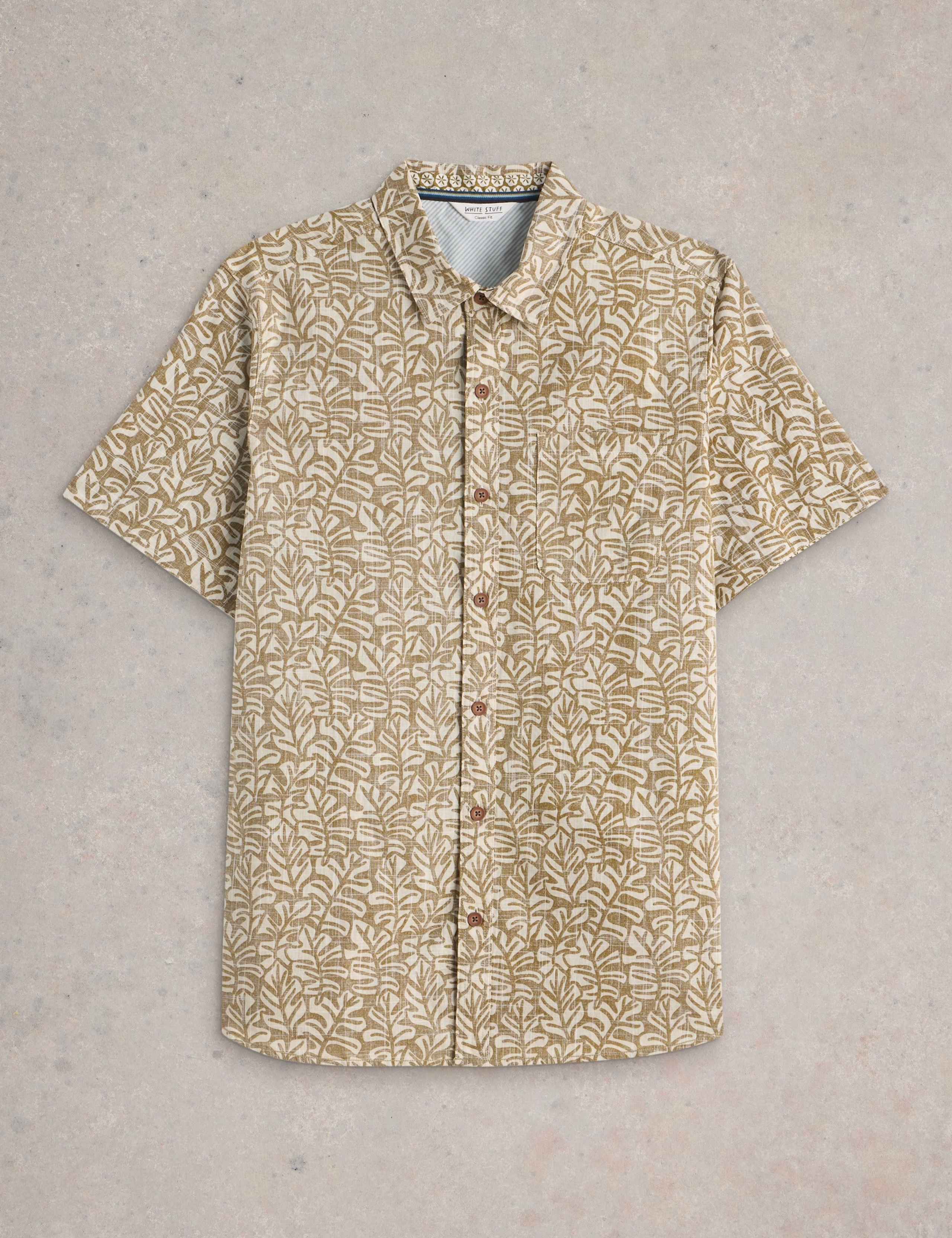 Regular Fit Pure Cotton Leaf Print Shirt 2 of 6