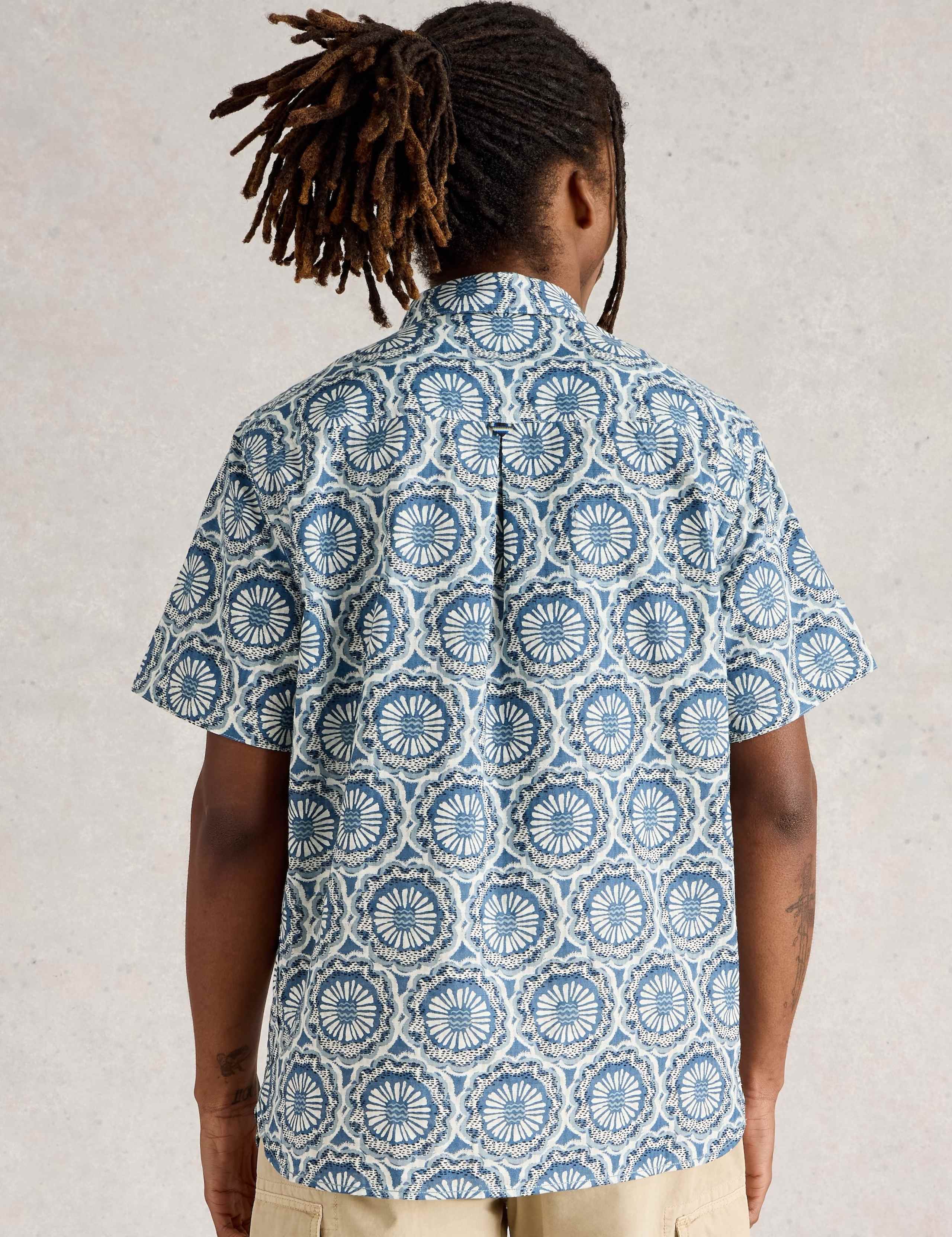 Regular Fit Pure Cotton Tile Print Shirt 4 of 6