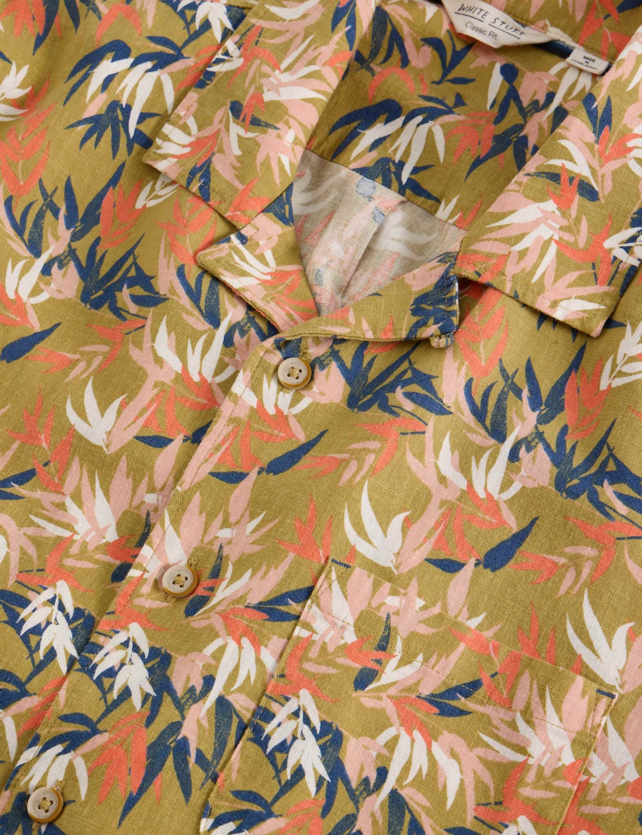 Regular Fit Linen Blend Floral Short Sleeve Shirt 6 of 6