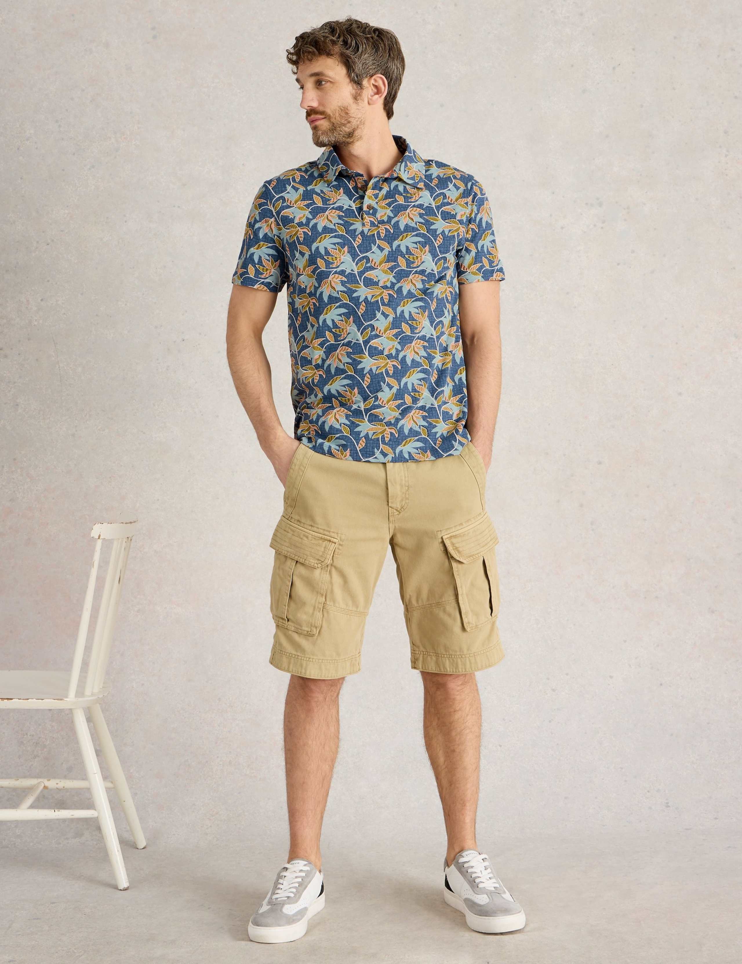 Pure Cotton Bamboo Leaf Printed Polo Shirt 3 of 6