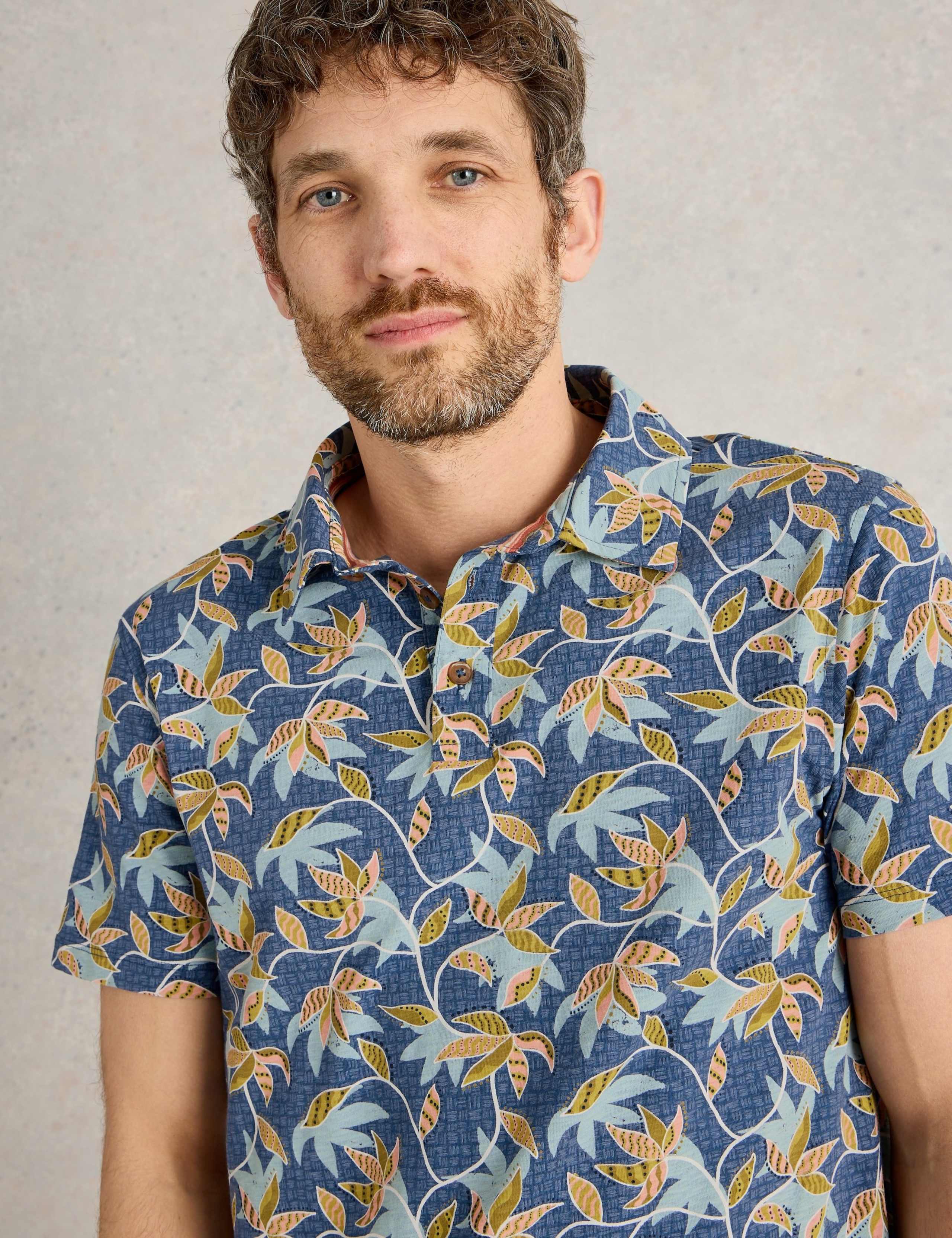Pure Cotton Bamboo Leaf Printed Polo Shirt 5 of 6