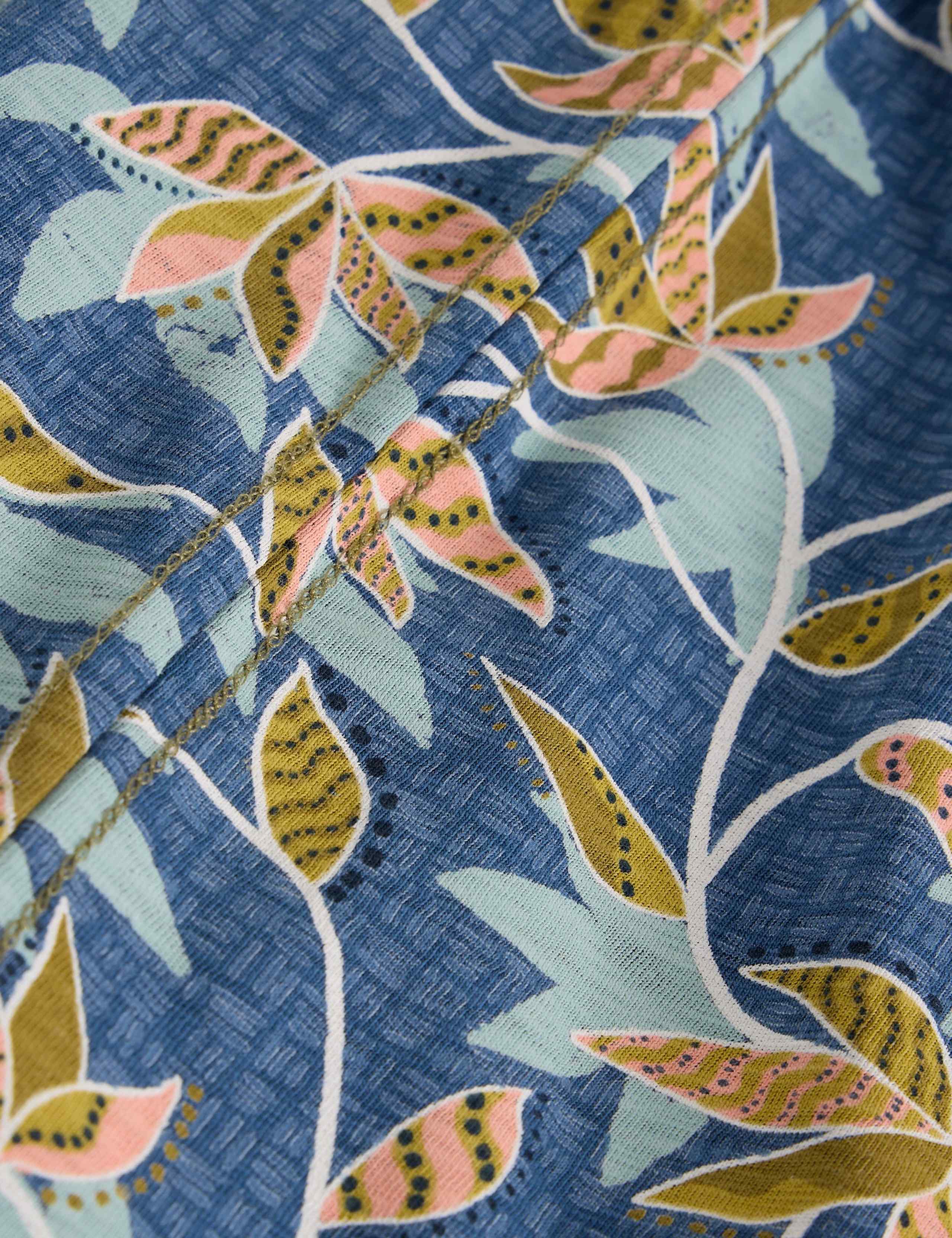 Pure Cotton Bamboo Leaf Printed Polo Shirt 6 of 6