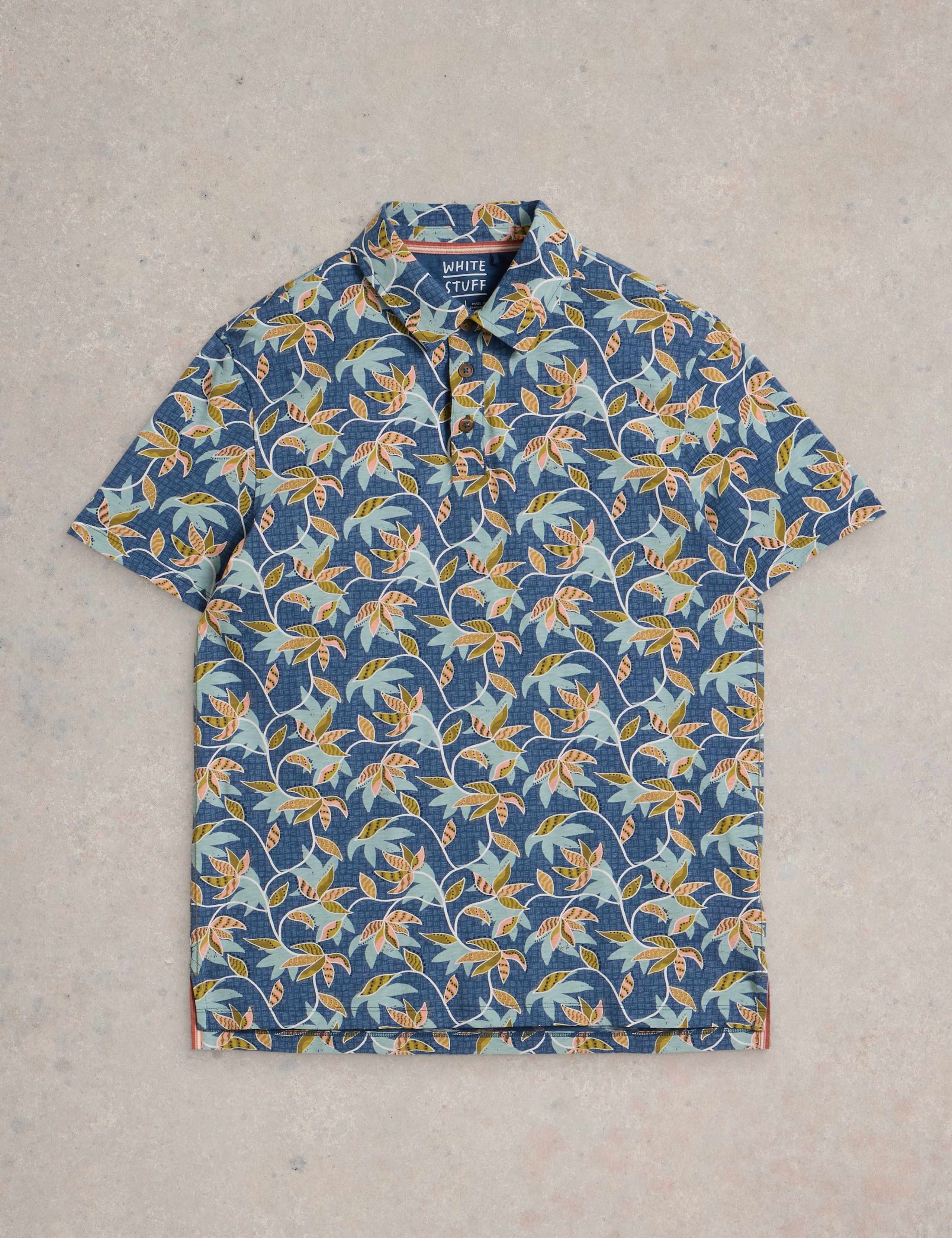 Pure Cotton Bamboo Leaf Printed Polo Shirt 2 of 6