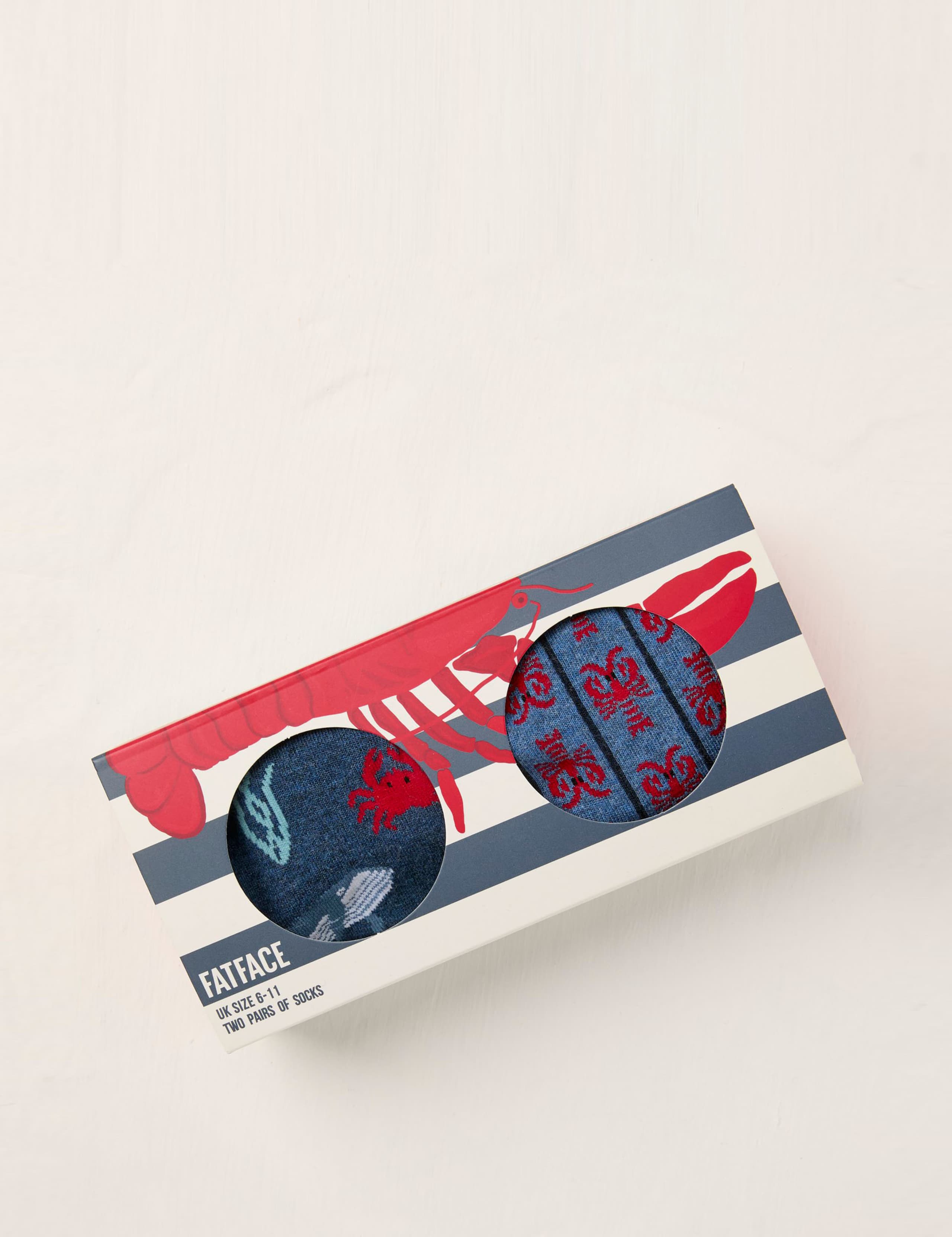 2 Pack Sea Creature Cotton Rich Socks 1 of 2