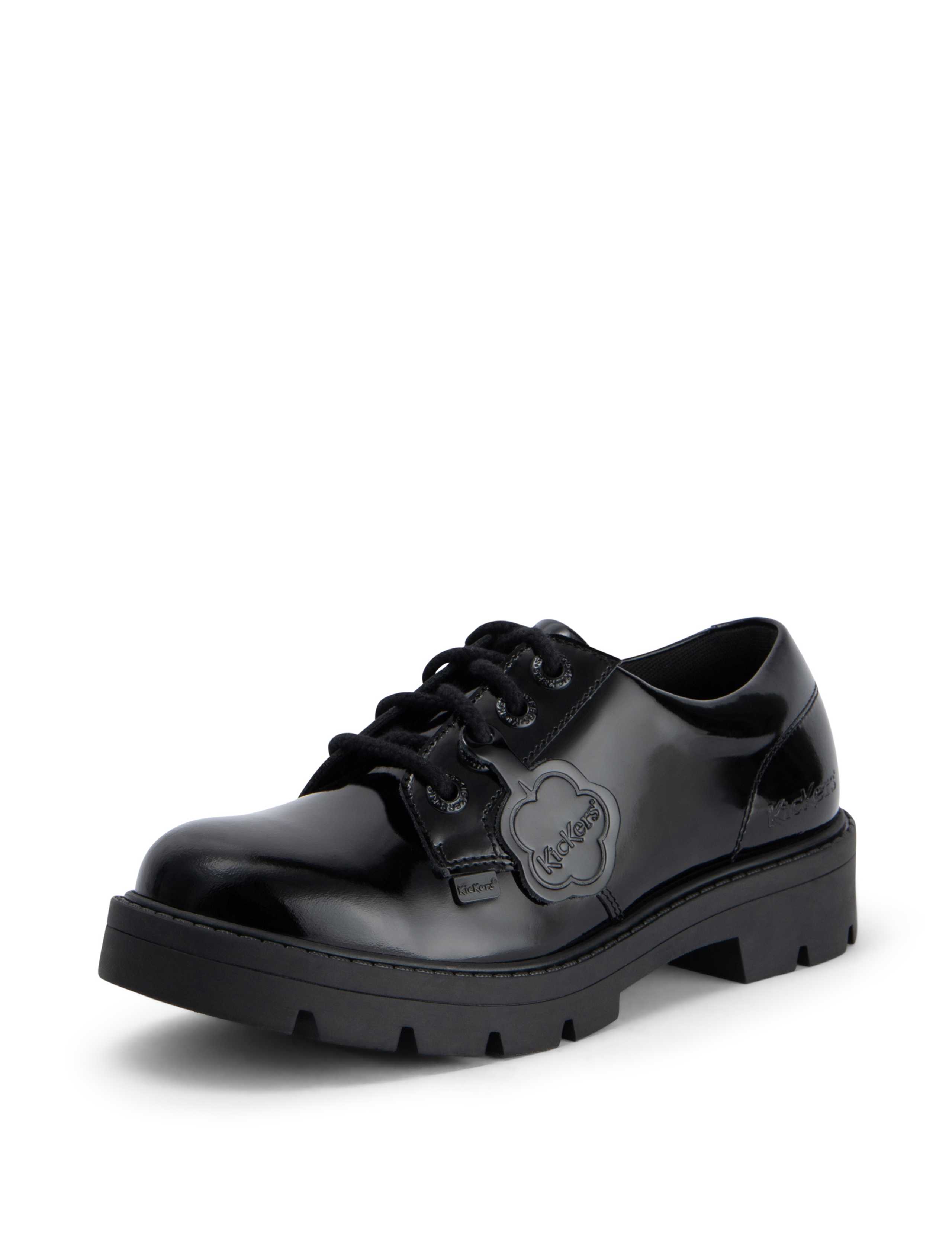 Leather Lace Up Block Heel Court Shoes 6 of 6
