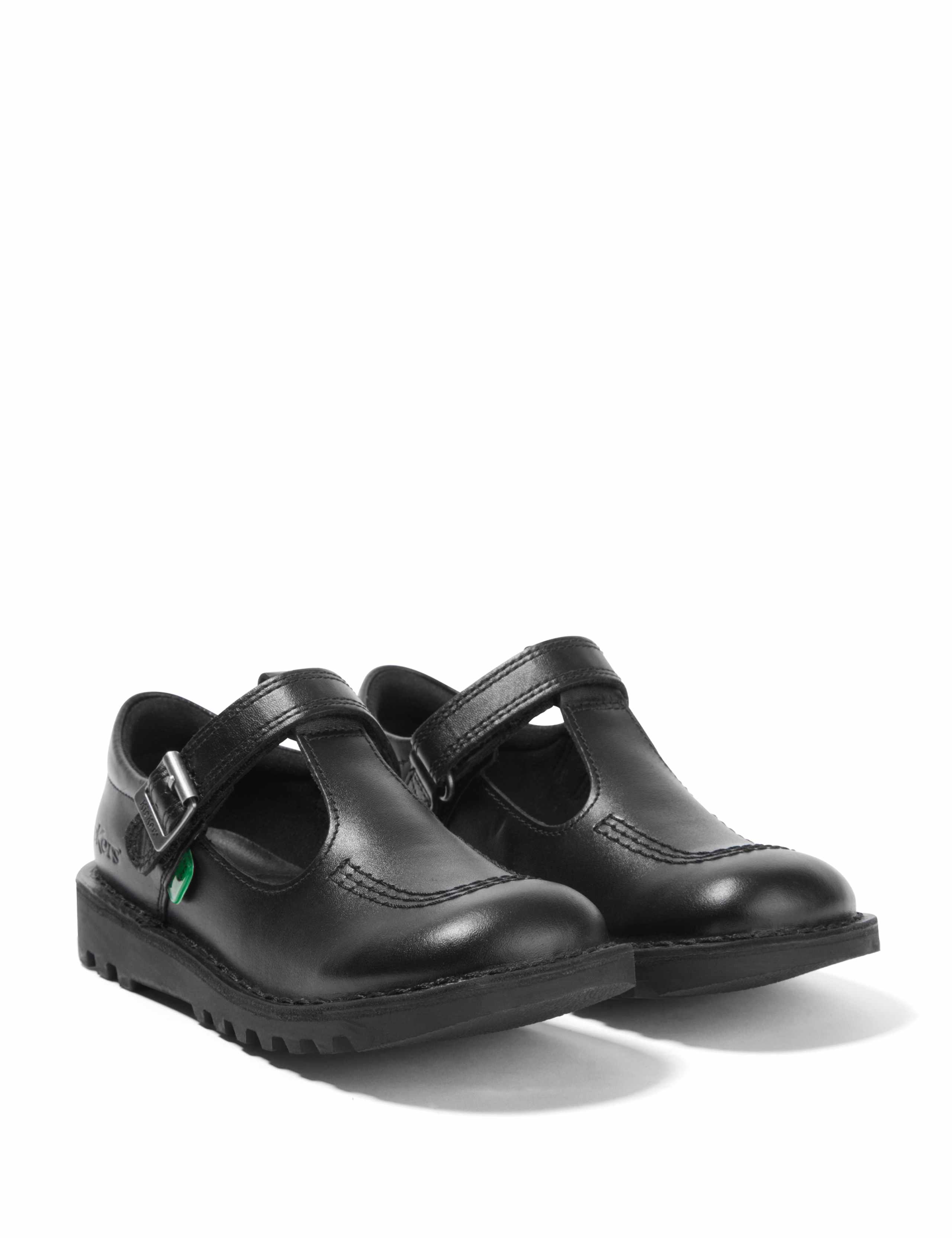 Kids' Leather Riptape T-Bar School Shoes (12½ Small - 2½ Large) 2 of 6