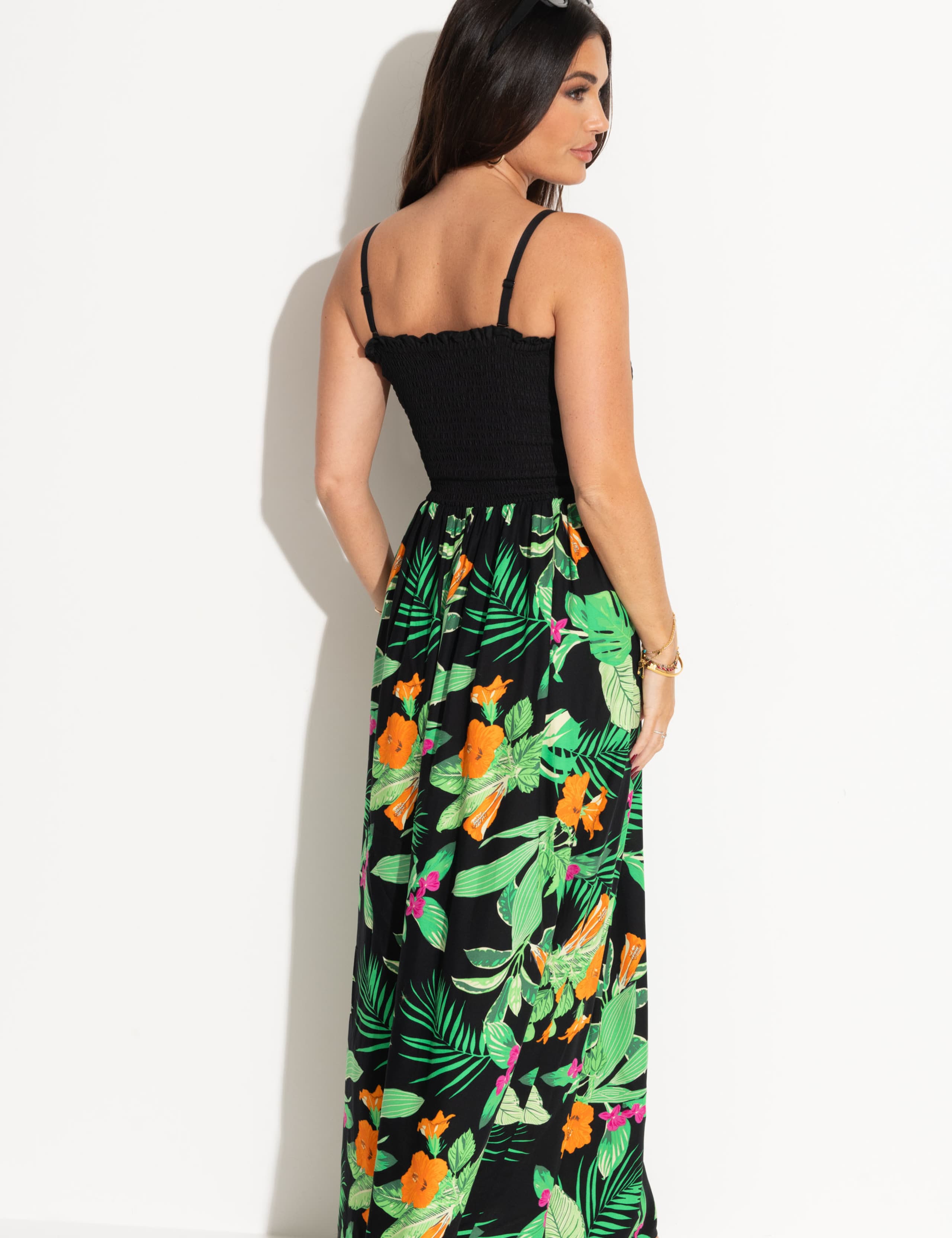 Floral Square Neck Maxi Shirred Beach Dress 5 of 5