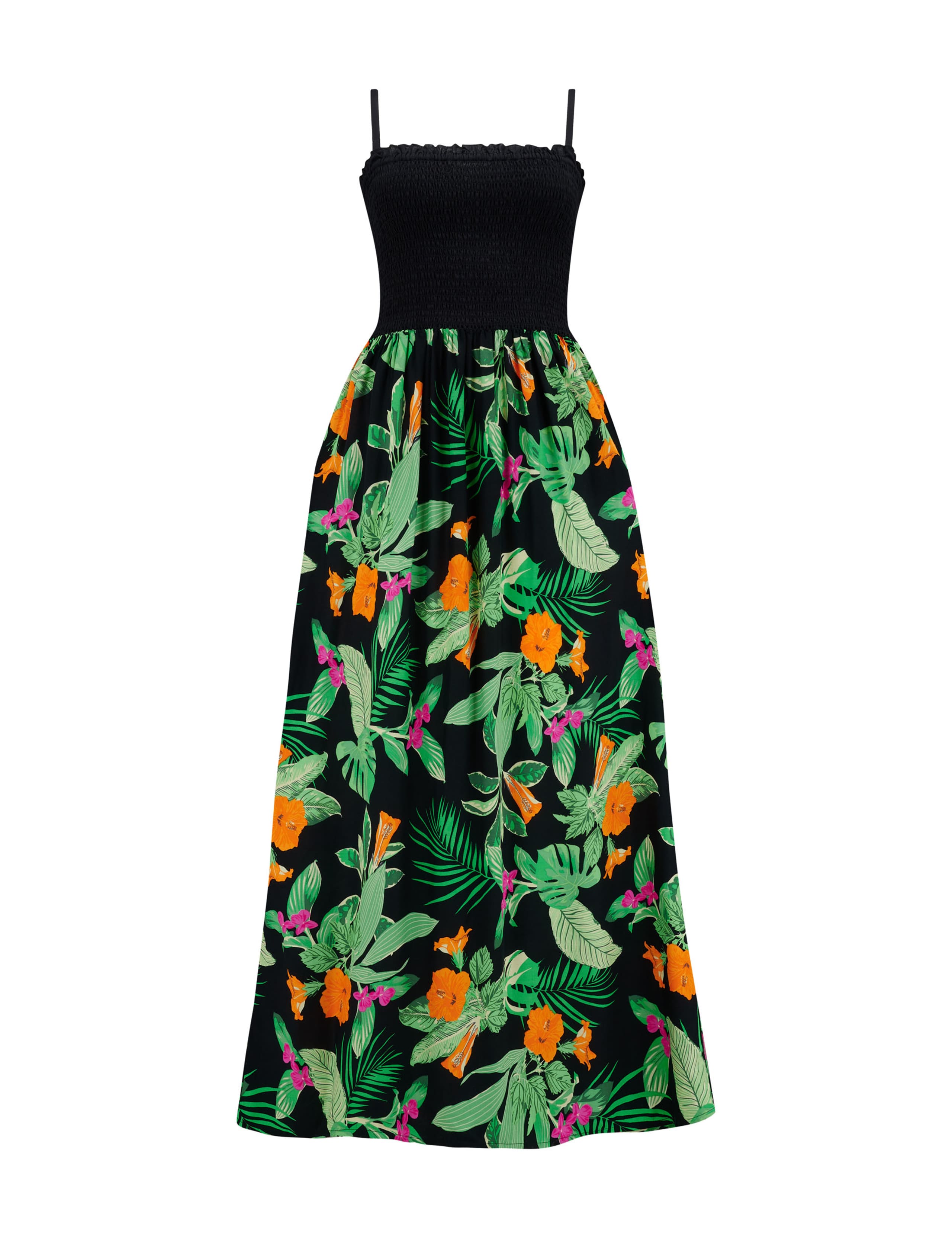 Floral Square Neck Maxi Shirred Beach Dress 2 of 5