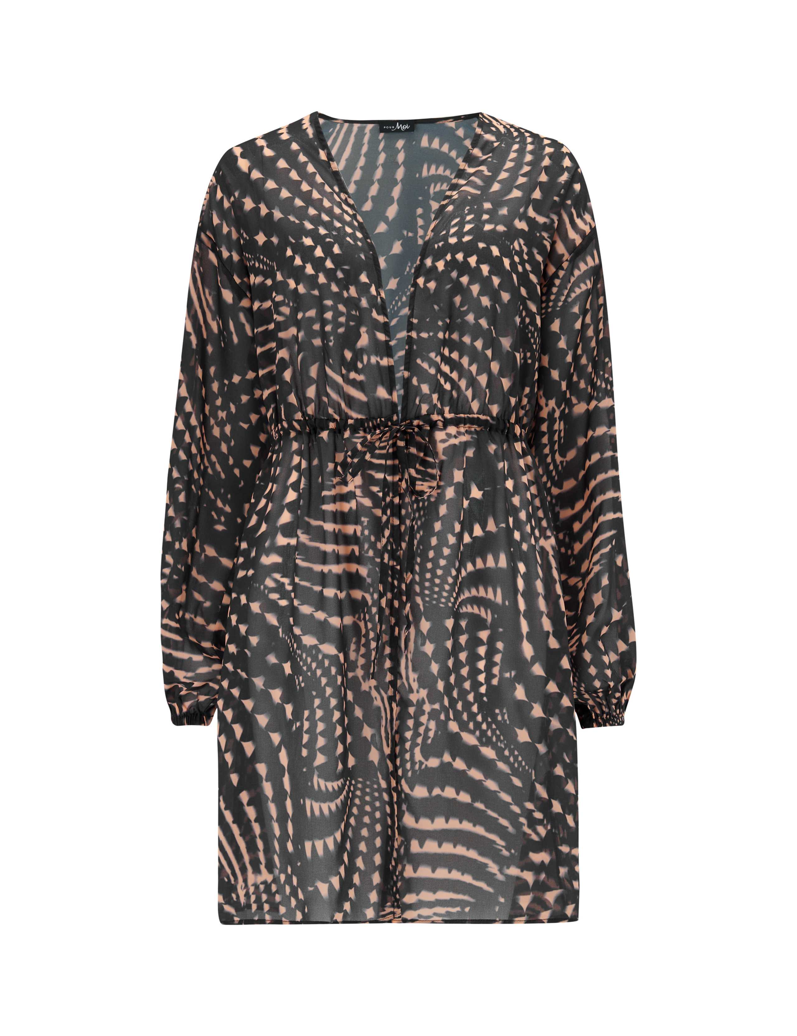Chiffon Printed Tie Waist Kaftan Beach Dress 2 of 5
