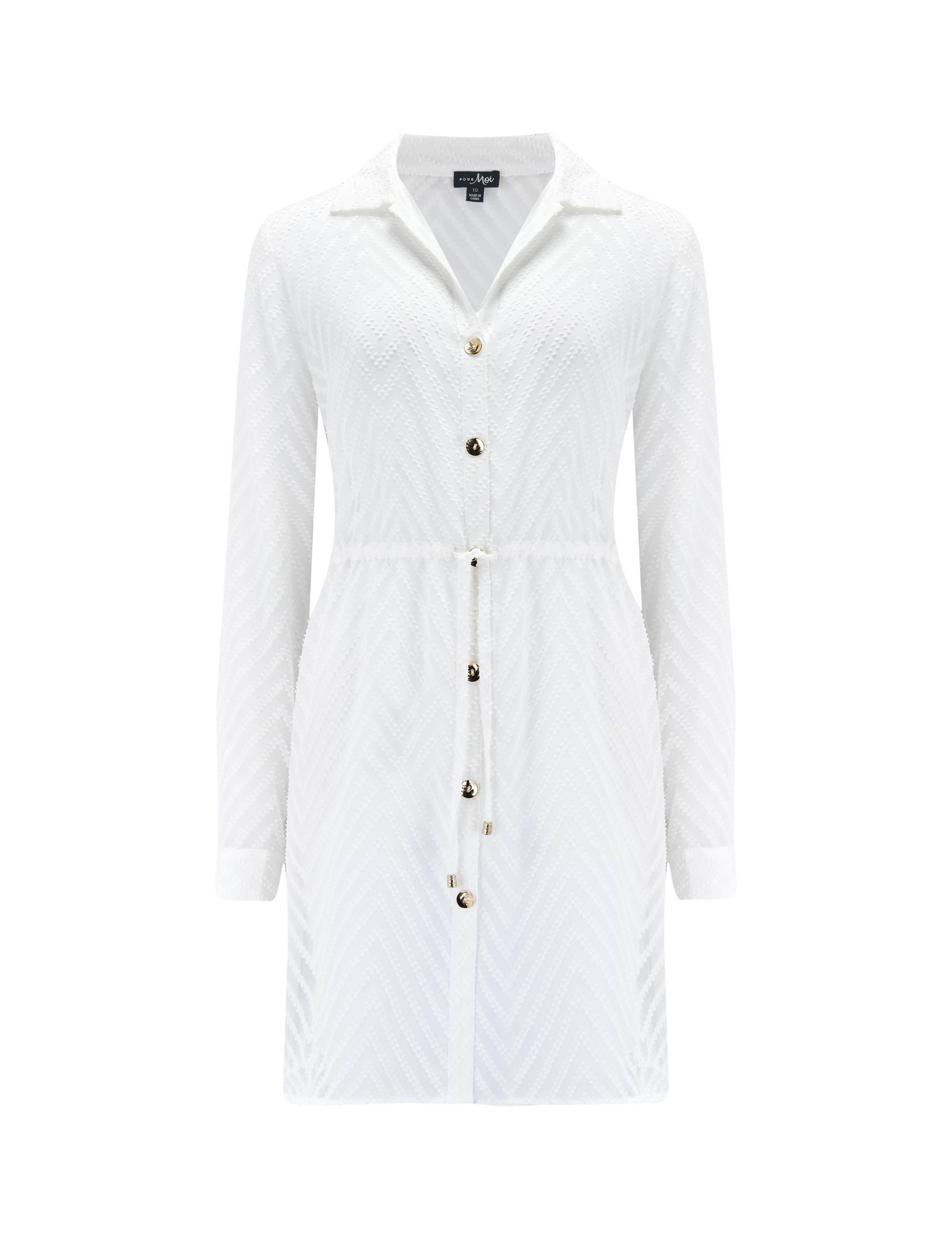 Chevron Striped Button Through Beach Shirt 2 of 7