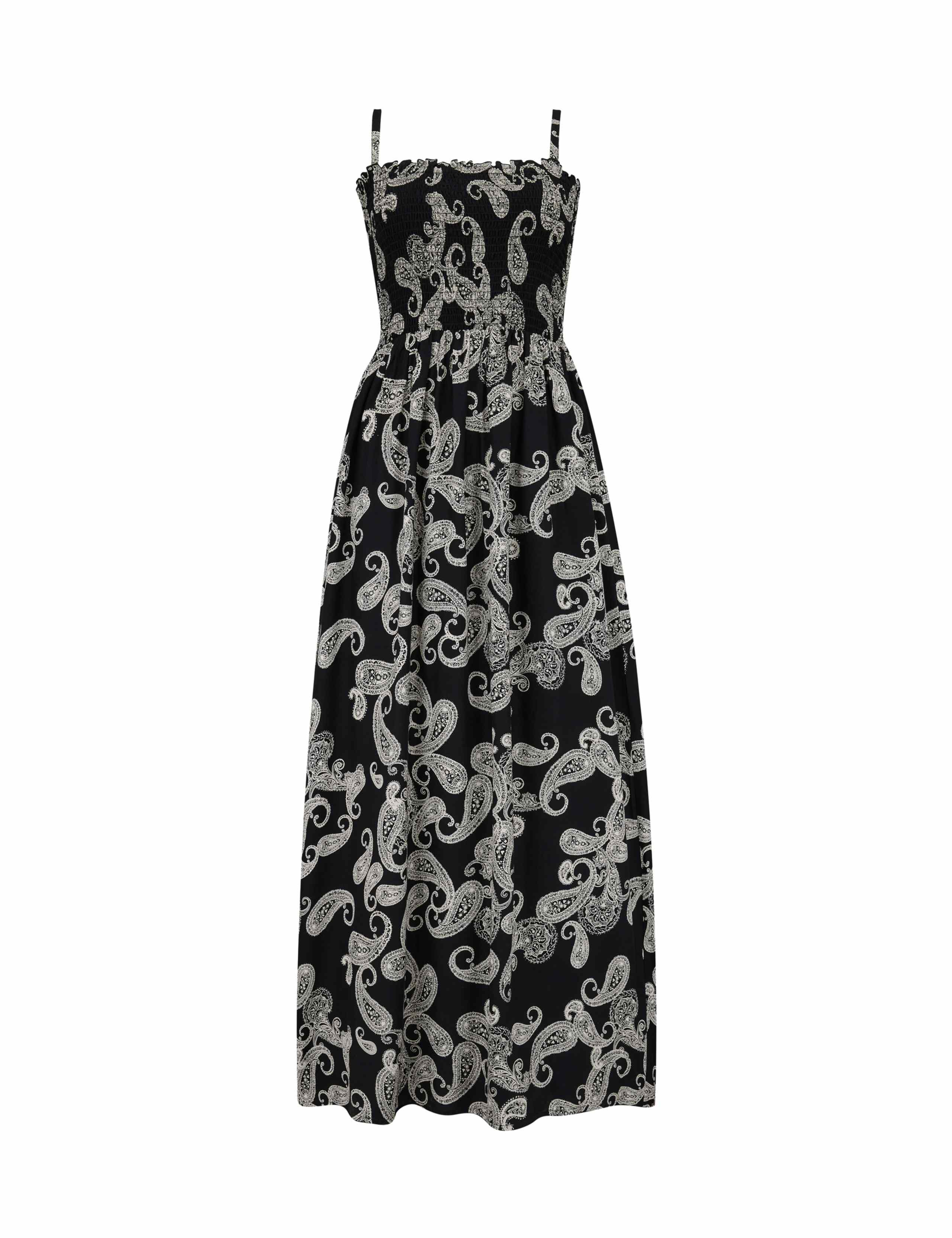 Printed Shirred Maxi Beach Dress 2 of 5