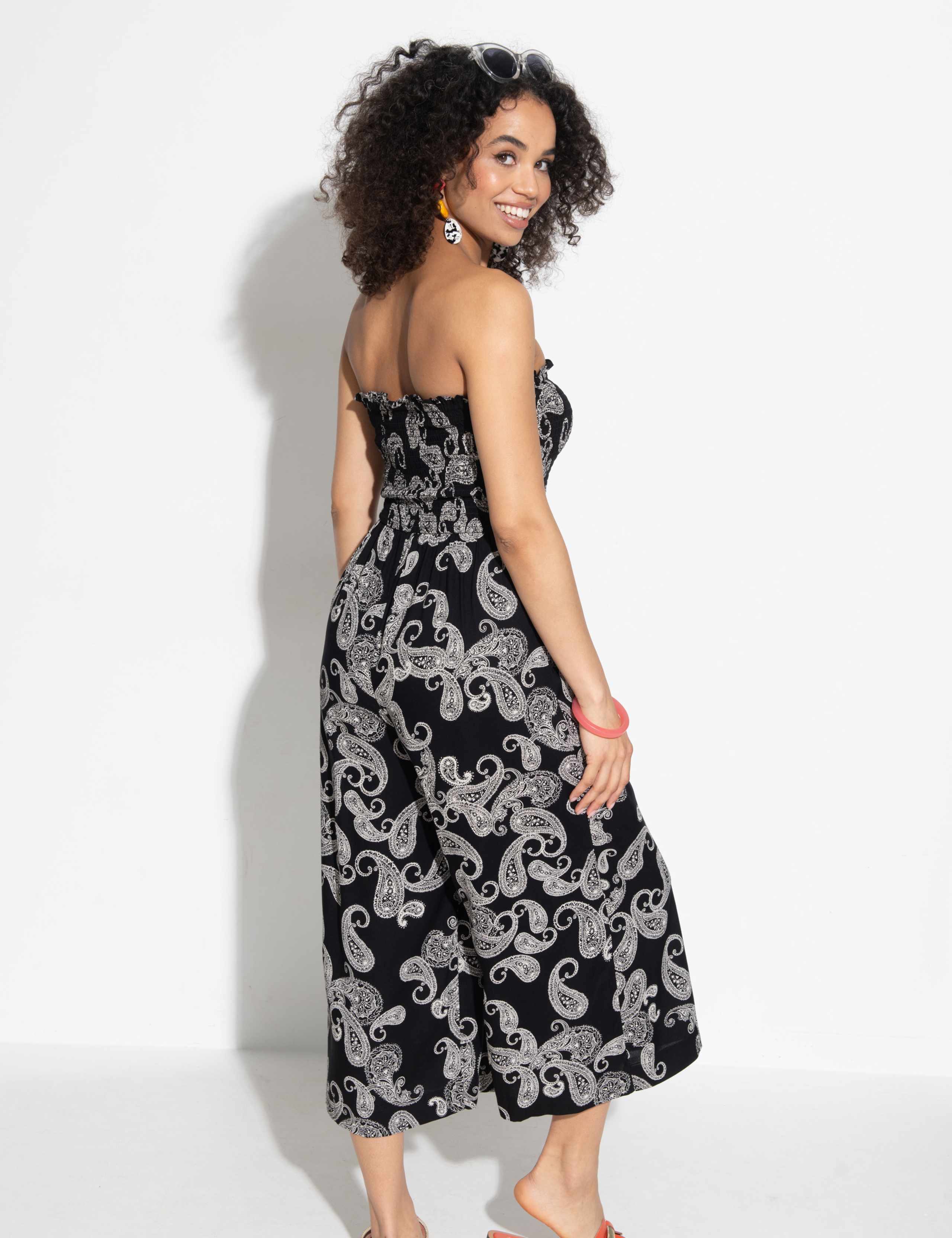 Printed Cropped Wide Leg Jumpsuit 3 of 5