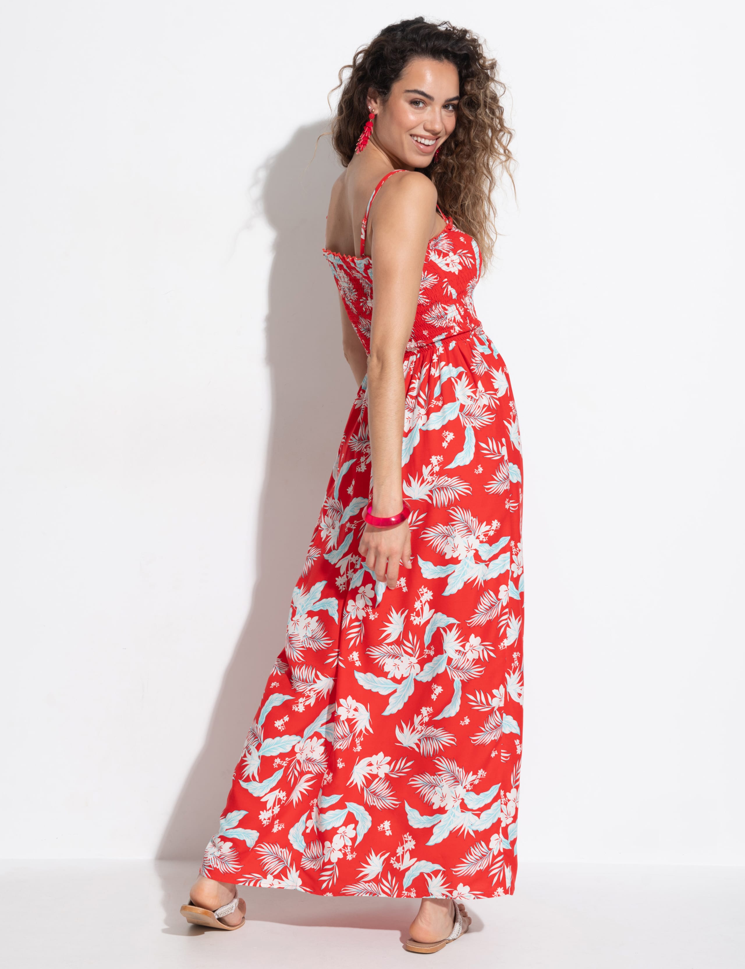 Printed Shirred Bandeau Maxi Beach Dress 6 of 8