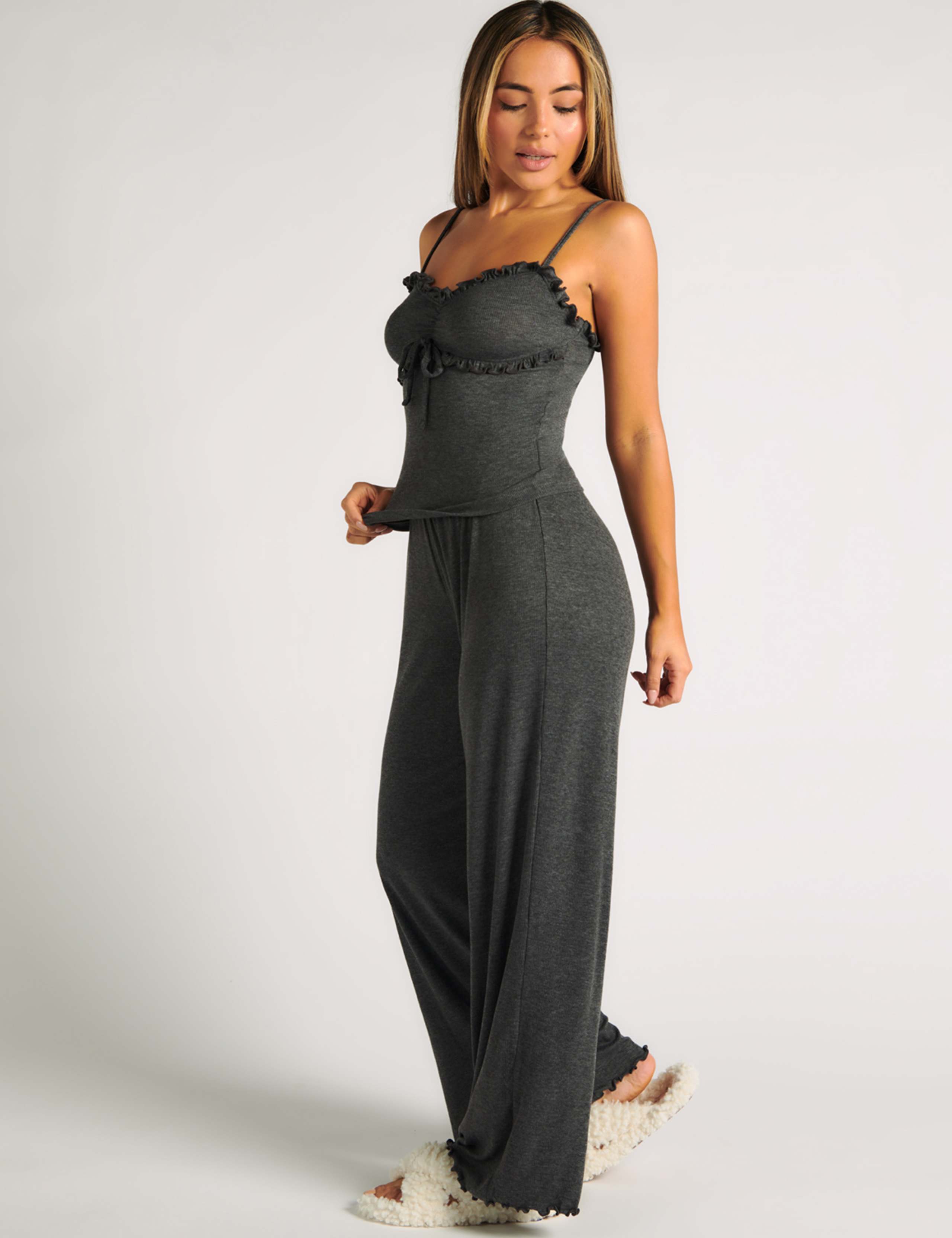 Frill Ribbed Pyjama Set 3 of 4