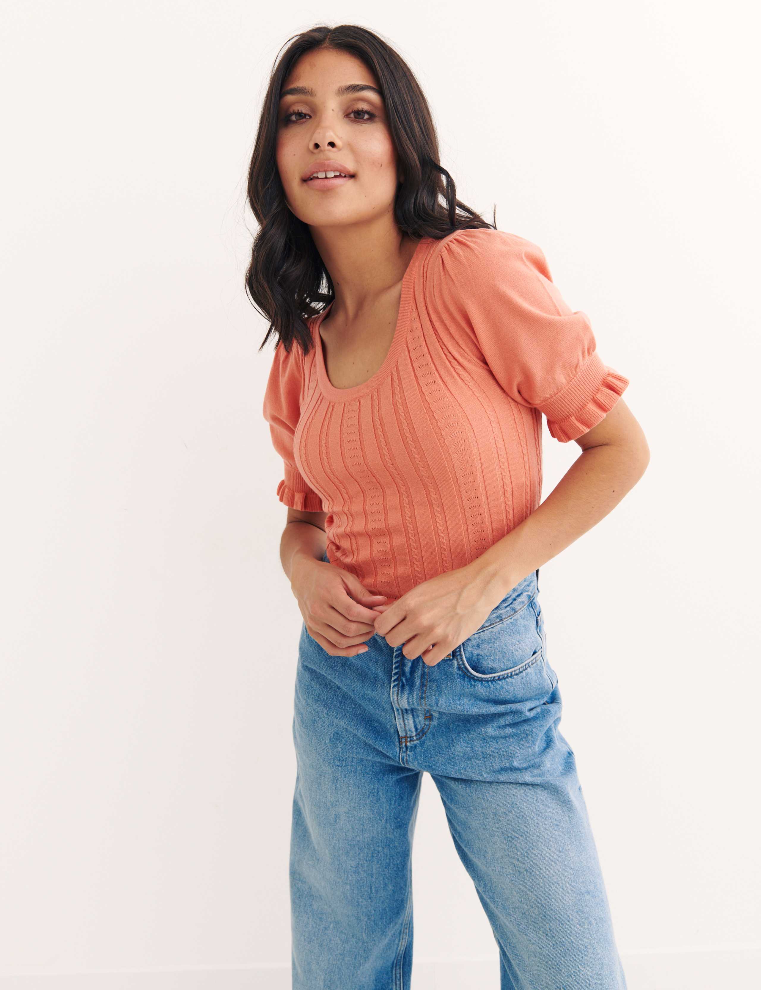 Scoop Neck Short Sleeve Knitted Top 5 of 5