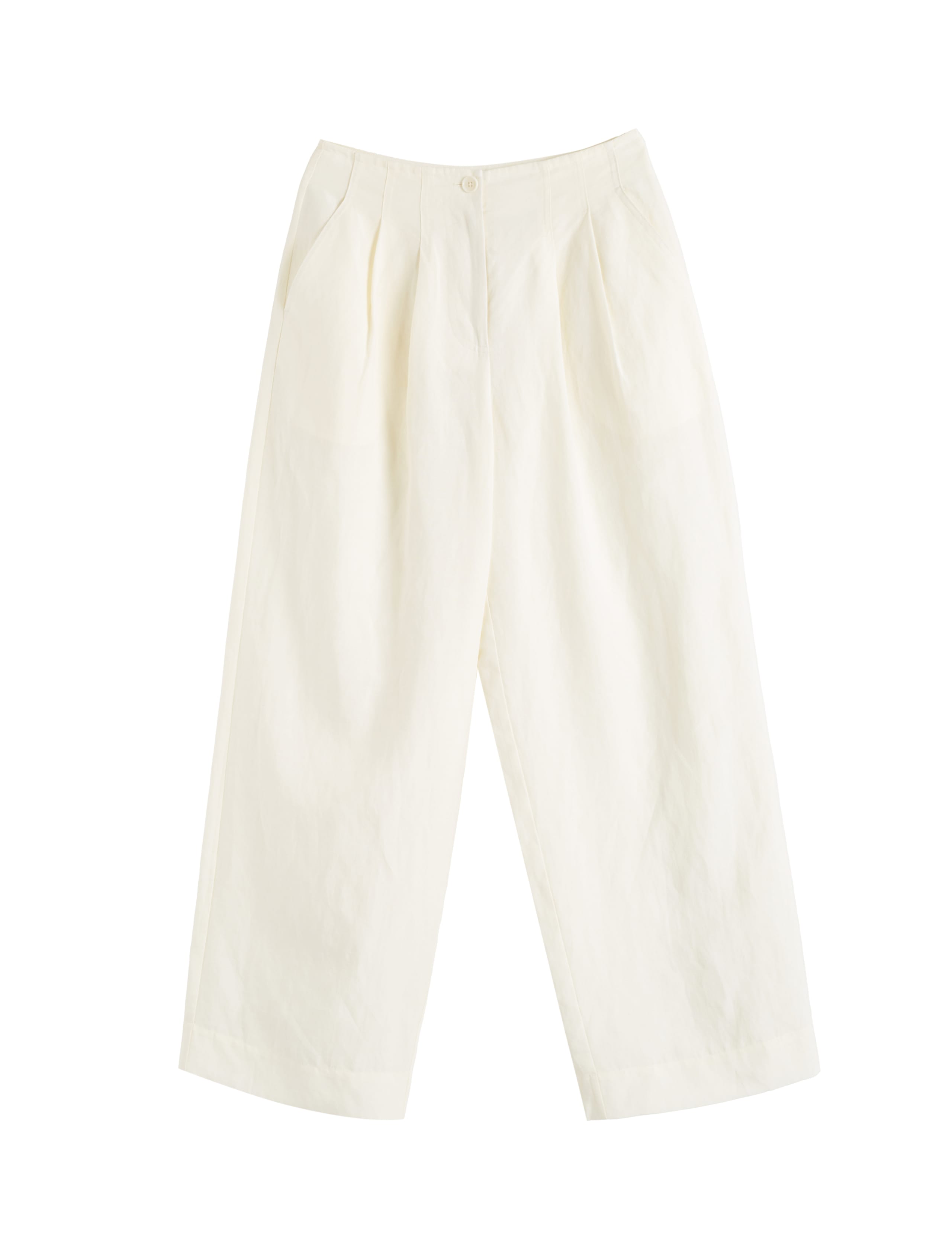 Linen Blend Pleat Front Wide Leg Trousers 2 of 4