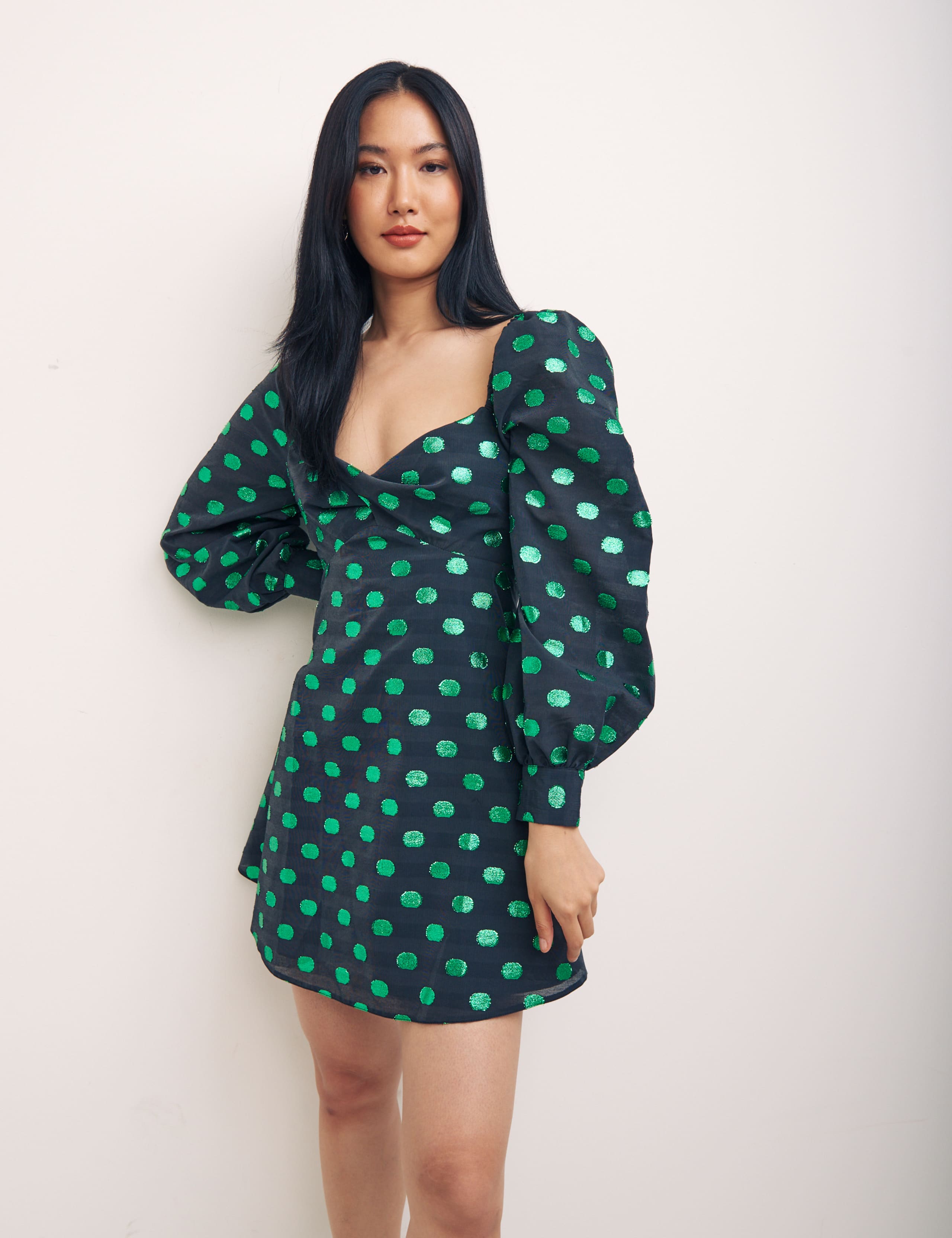 Cotton Blend Polka Dot Mini Smock Dress 5 of 5