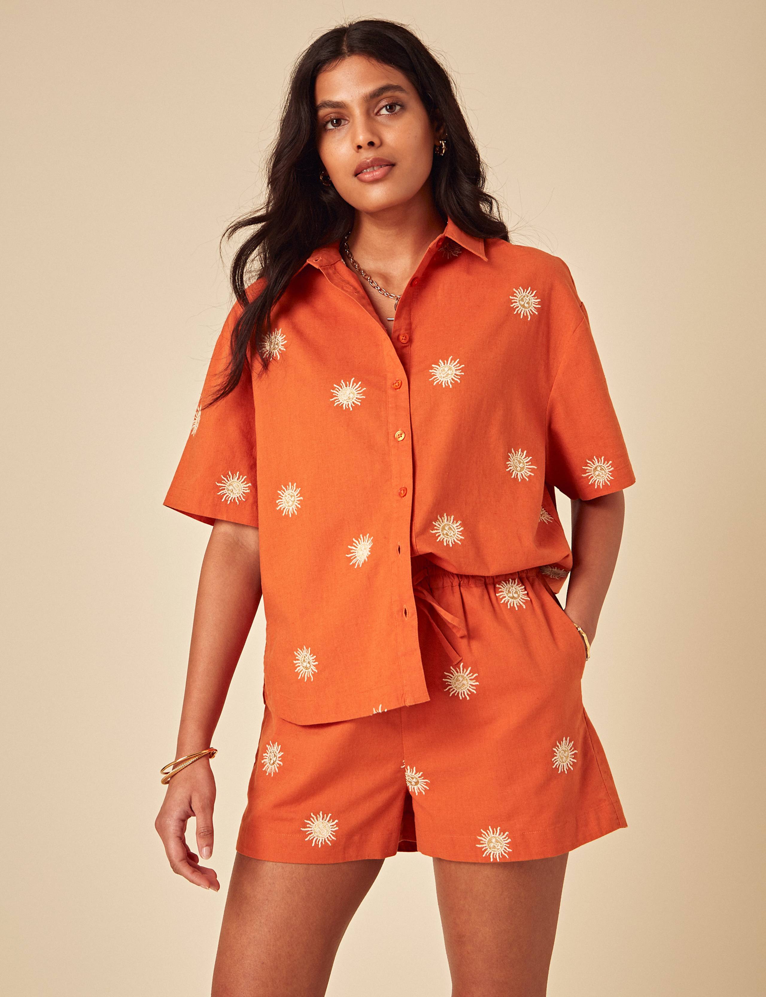 Pure Cotton Embroidered High Waisted Shorts 2 of 4