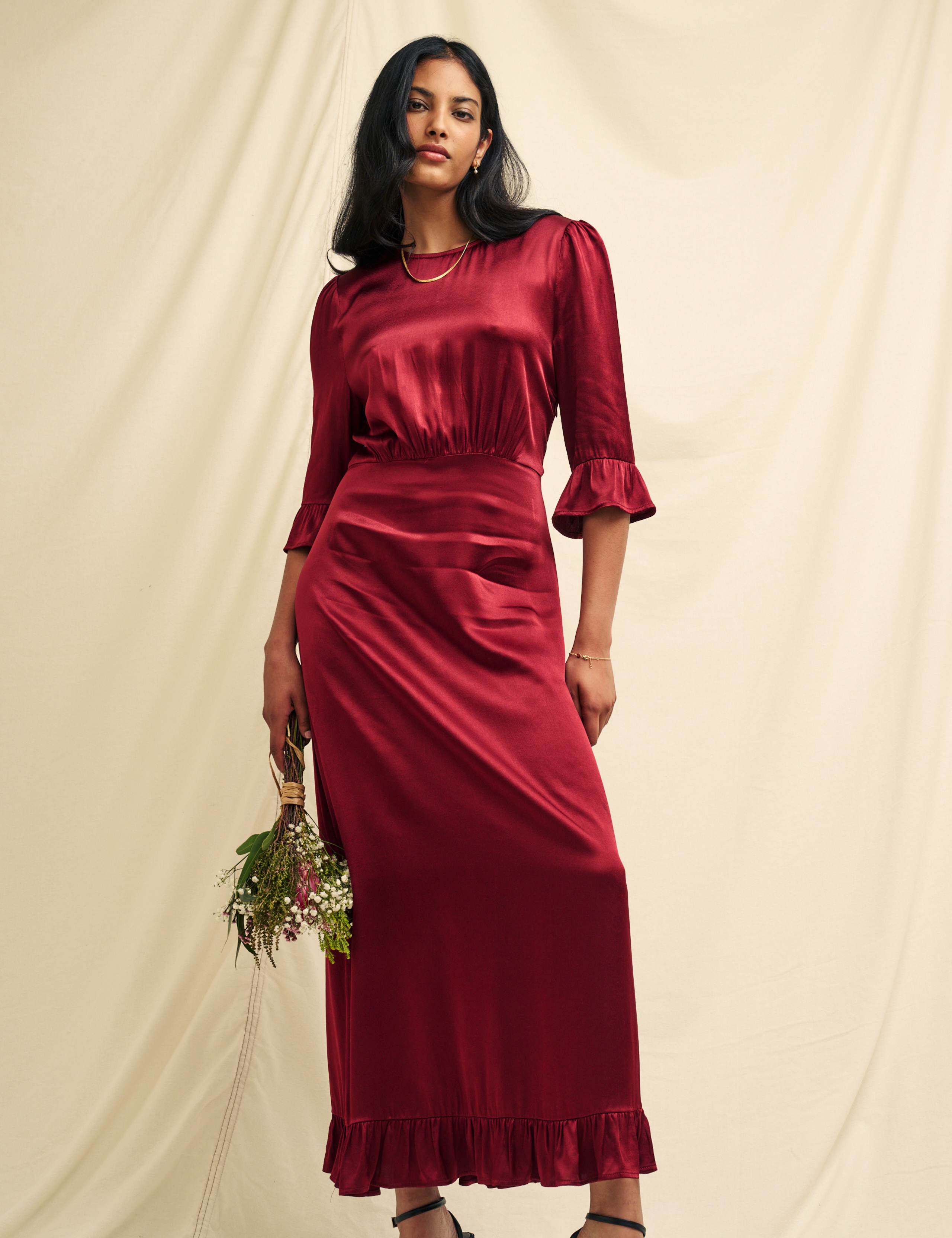 Frill Hem Midi Waisted Dress 1 of 4