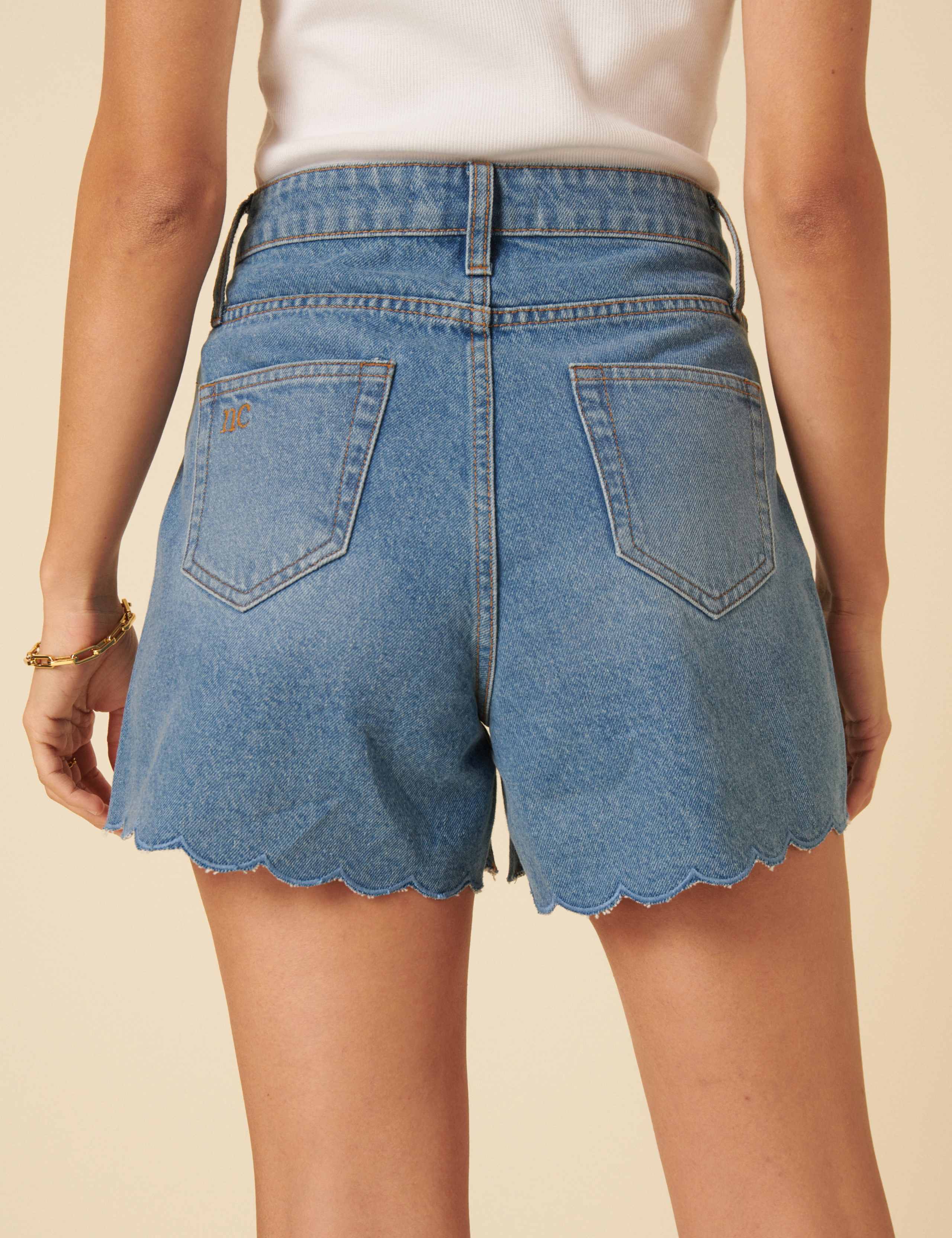 Denim Scallop Shorts 3 of 5