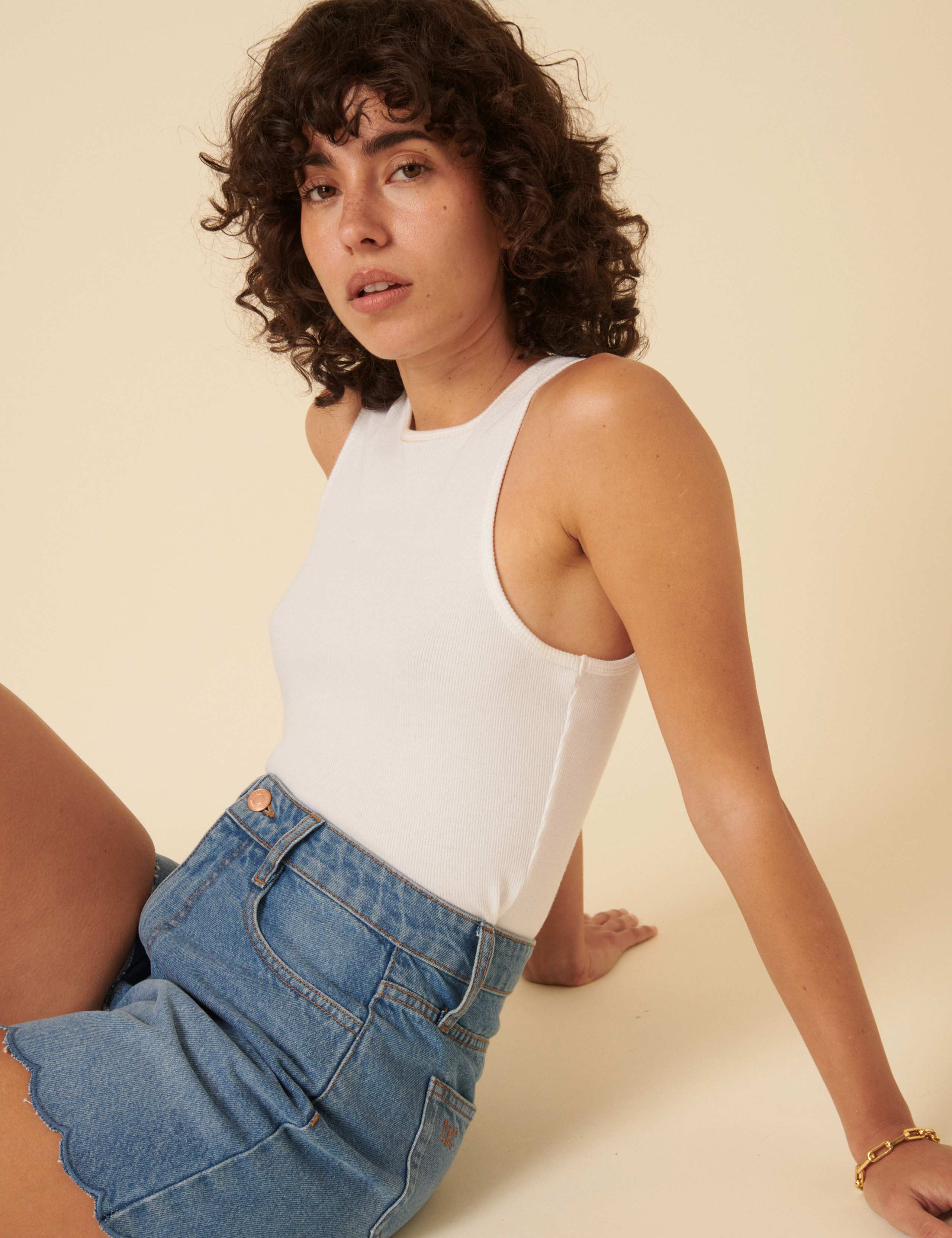Denim Scallop Shorts 5 of 5