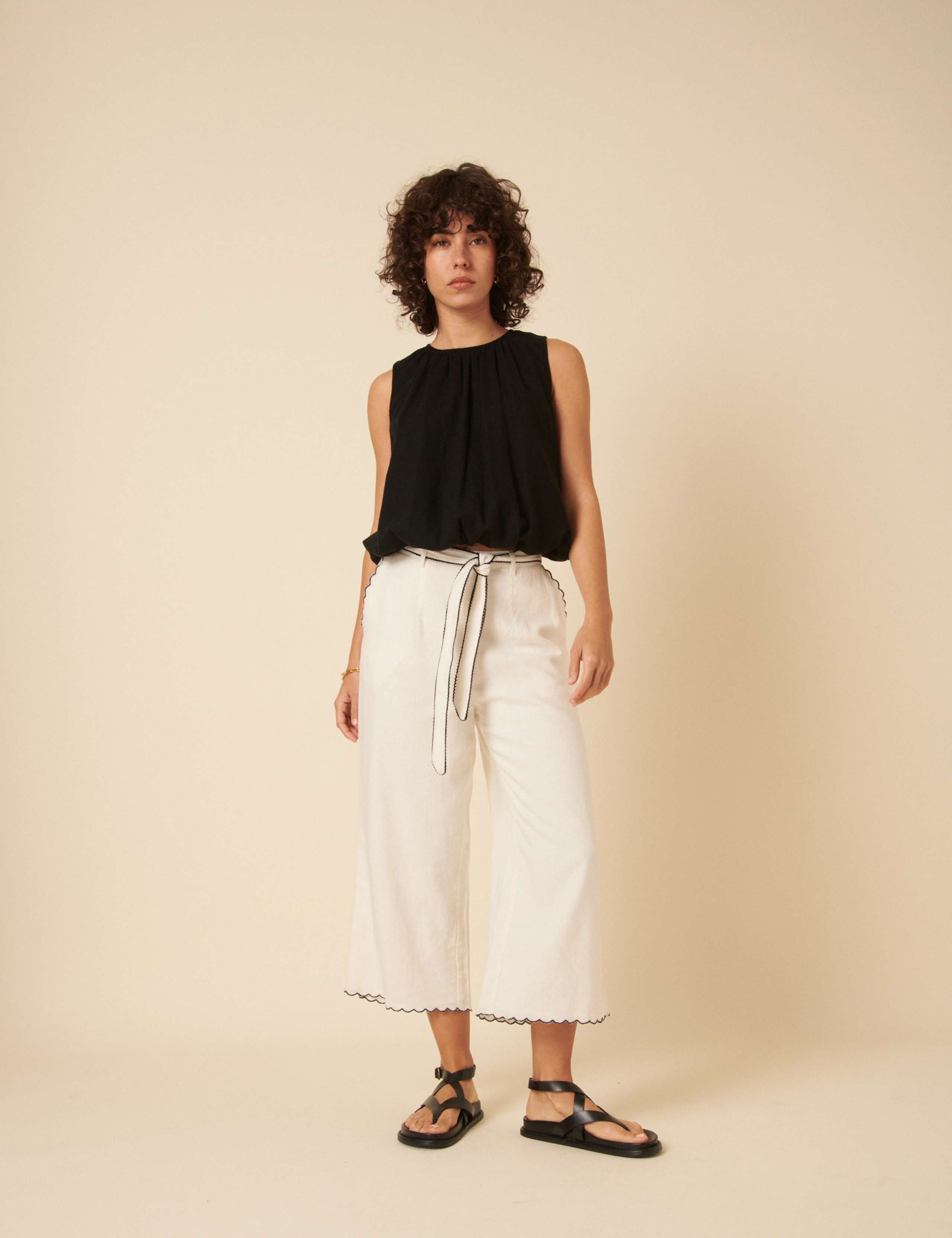 Linen Rich Cropped Wide Leg Trousers 5 of 5