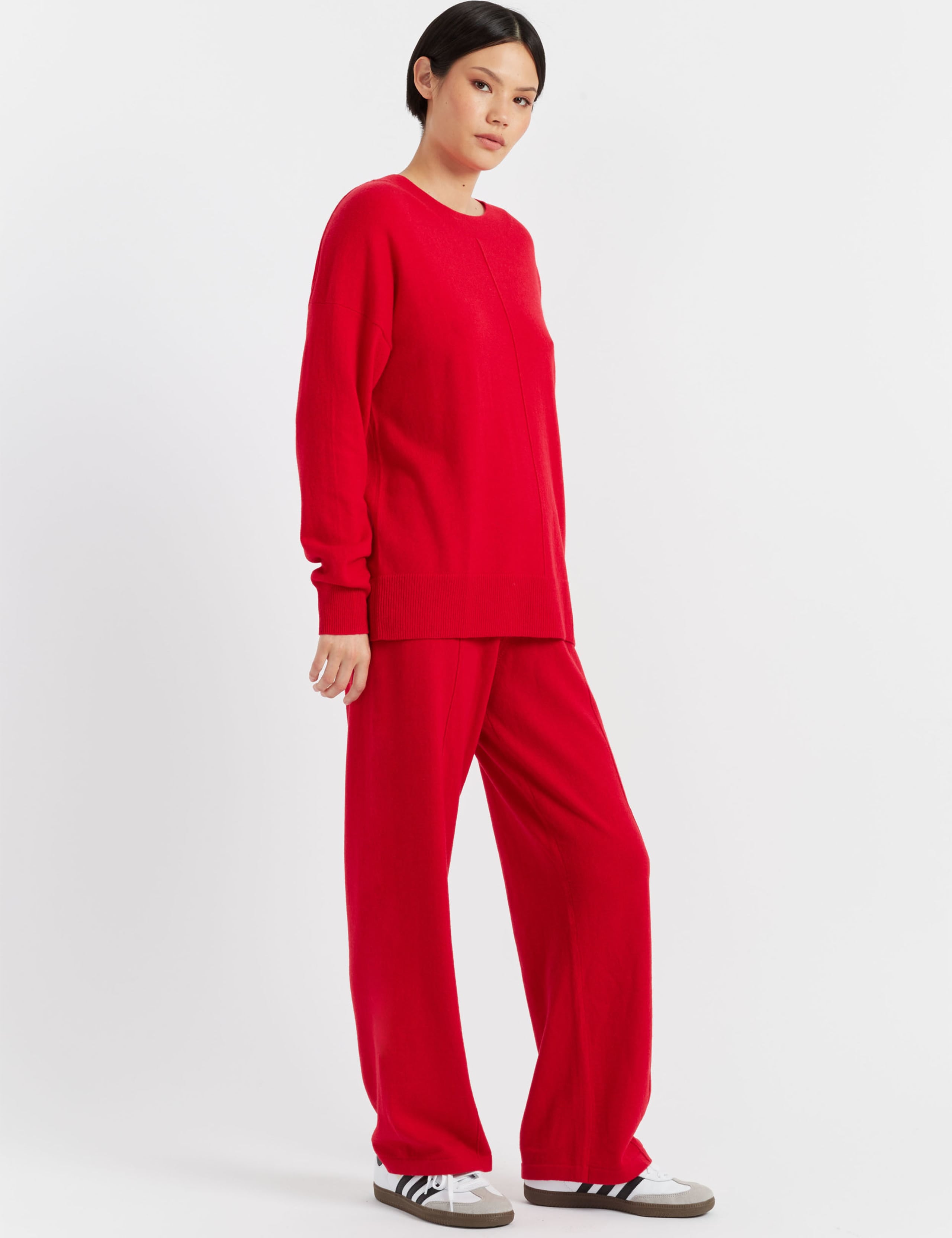 Wool Rich Wide Leg Relaxed Joggers with Cashmere 1 of 3